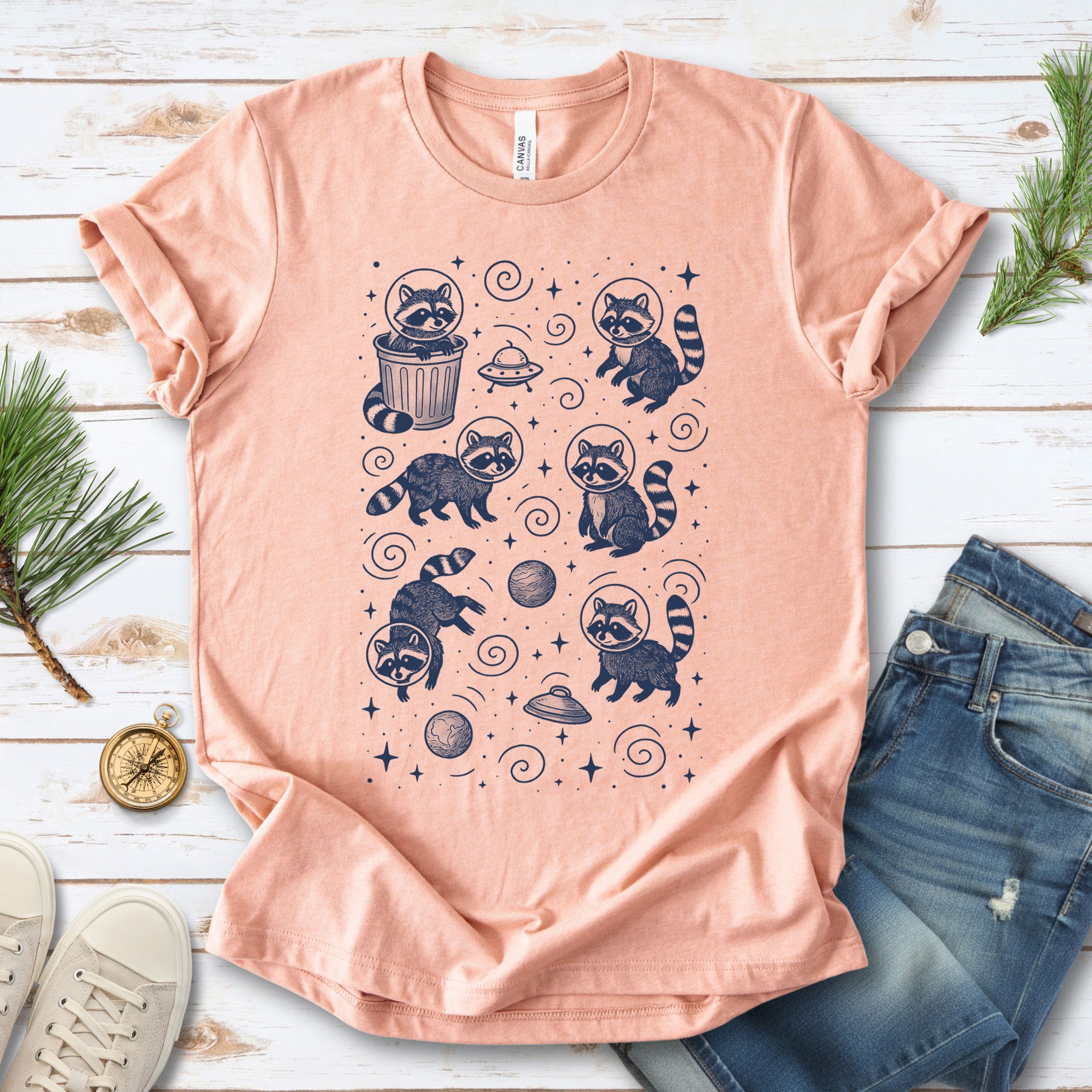 Space Raccoons Adventure Funny T-Shirt