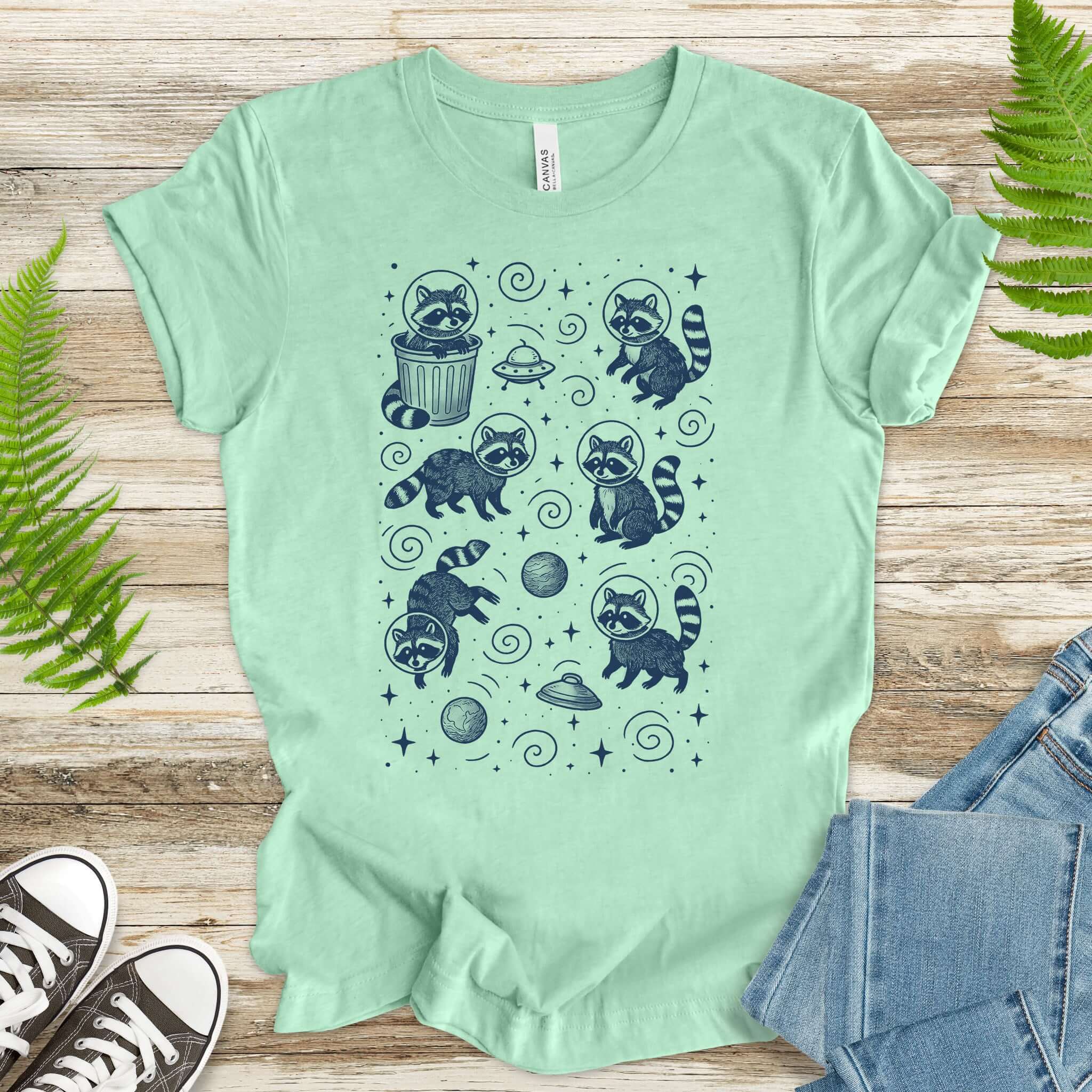 Space Raccoons Adventure Funny T-Shirt