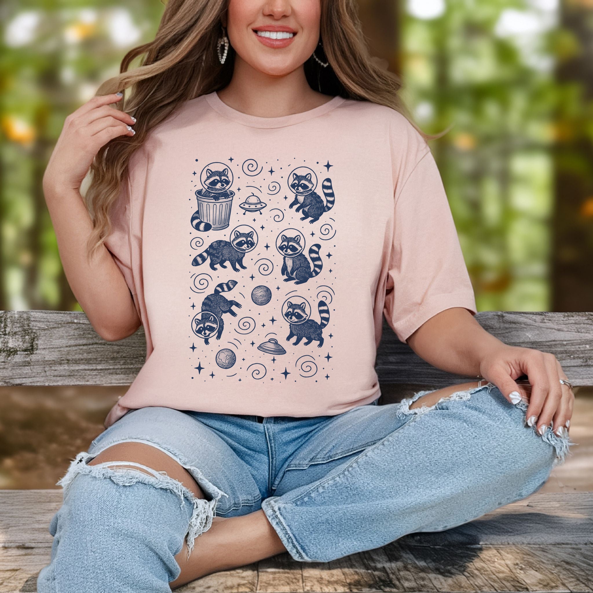 Space Raccoons Adventure Funny T-Shirt
