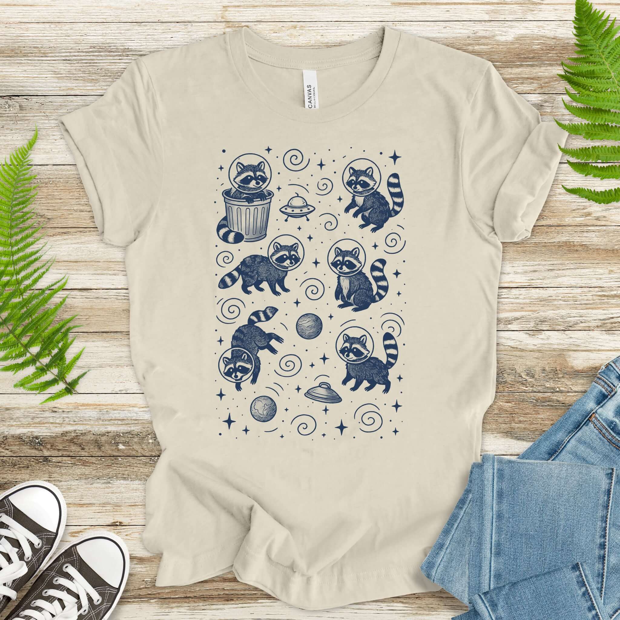 Space Raccoons Adventure Funny T-Shirt