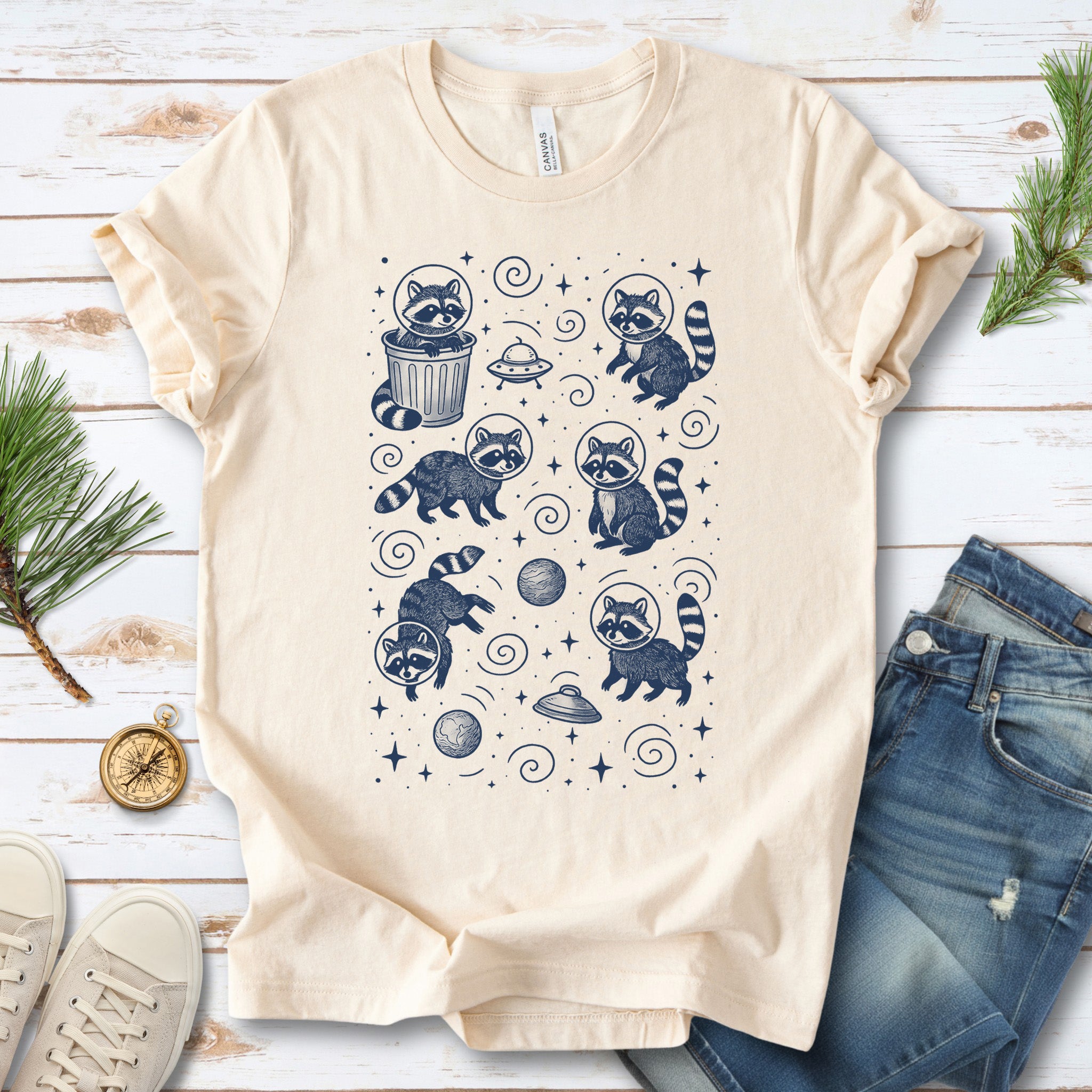 Space Raccoons Adventure Funny T-Shirt