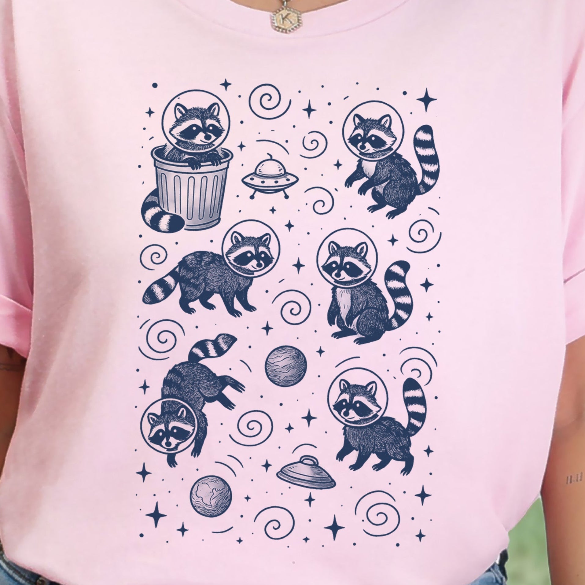 Space Raccoons Adventure Funny T-Shirt
