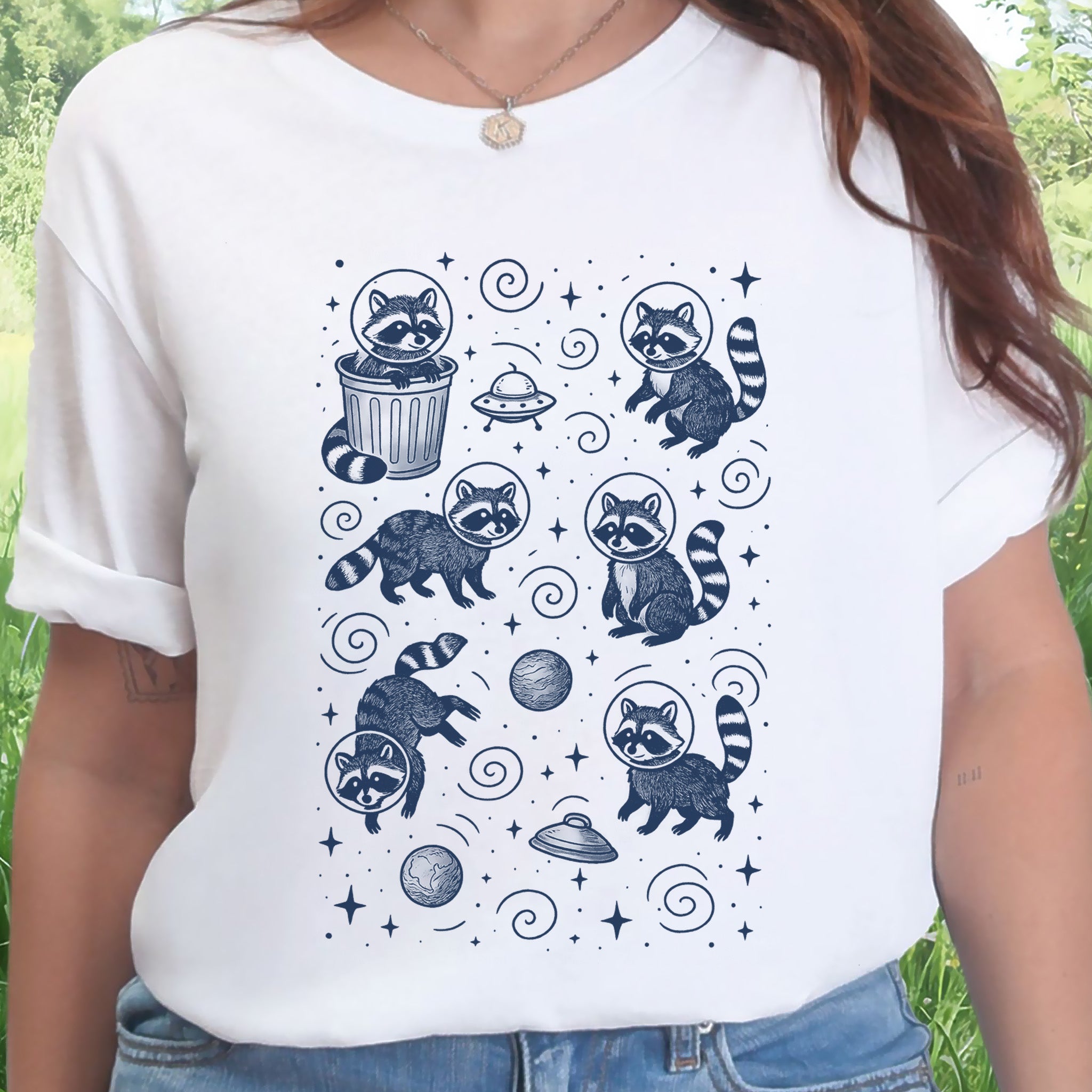 Space Raccoons Adventure Funny T-Shirt