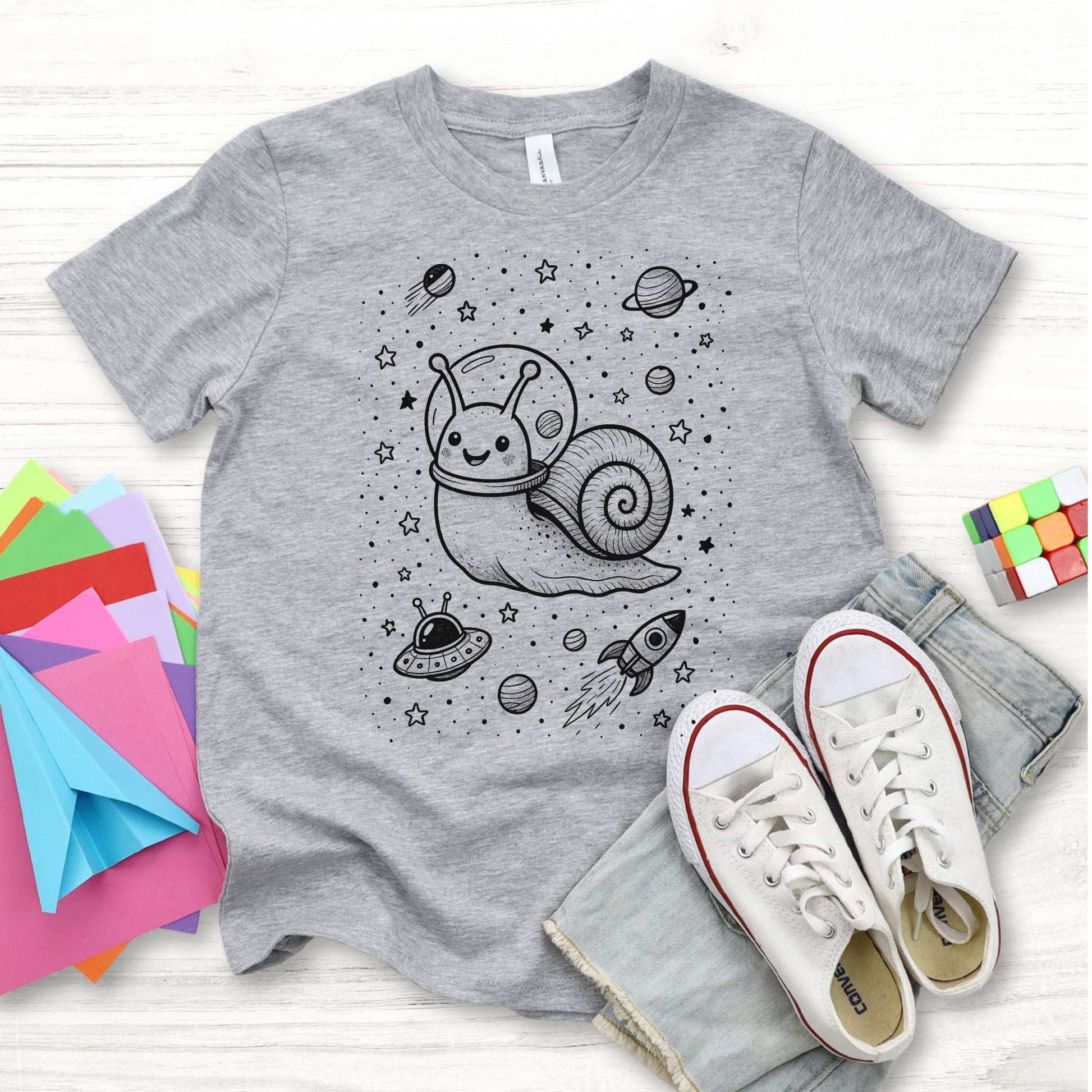 Space Snail Rocket – Slow-Mo Cosmic Zoom Youth Tee