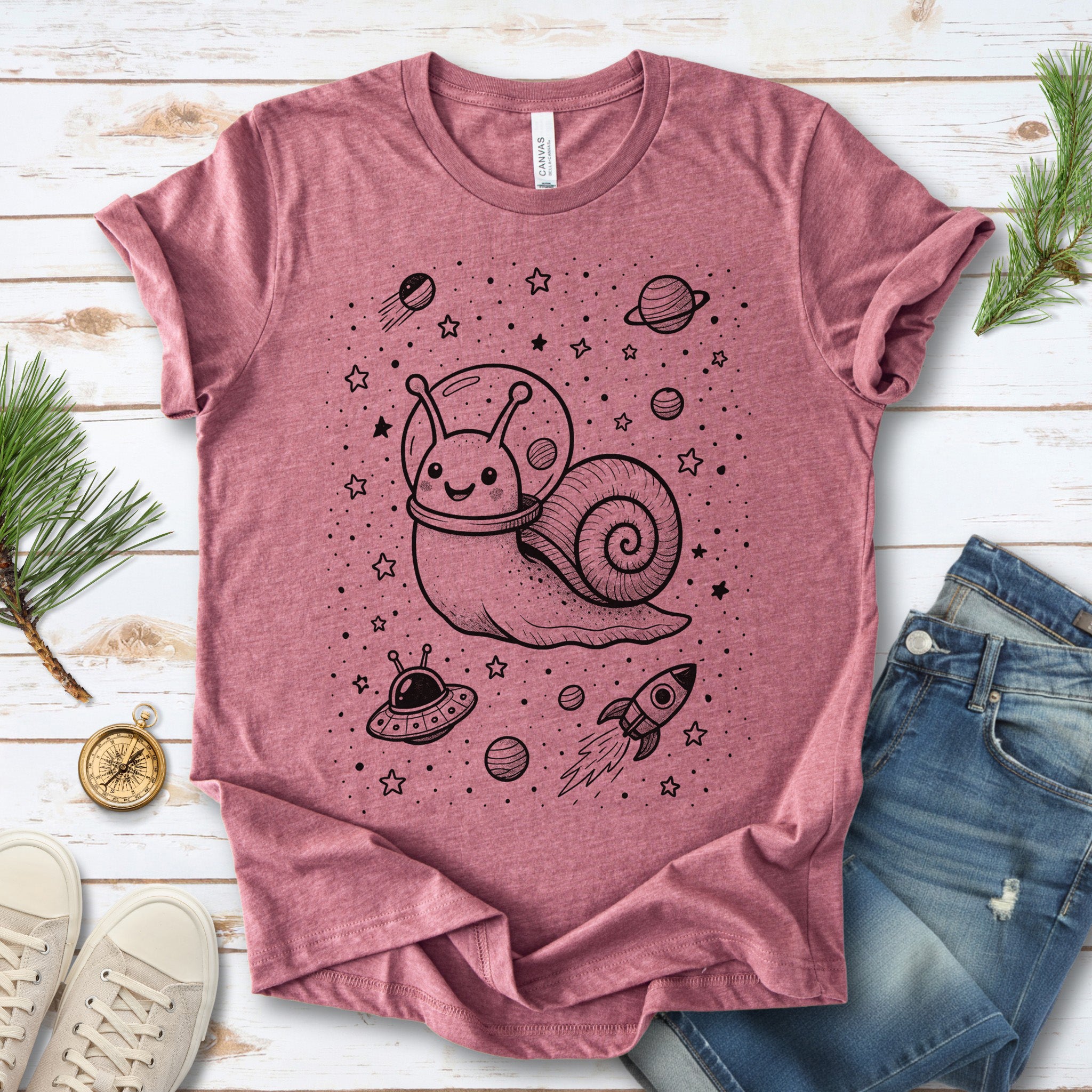 Space Snail Rocket Funny T-Shirt