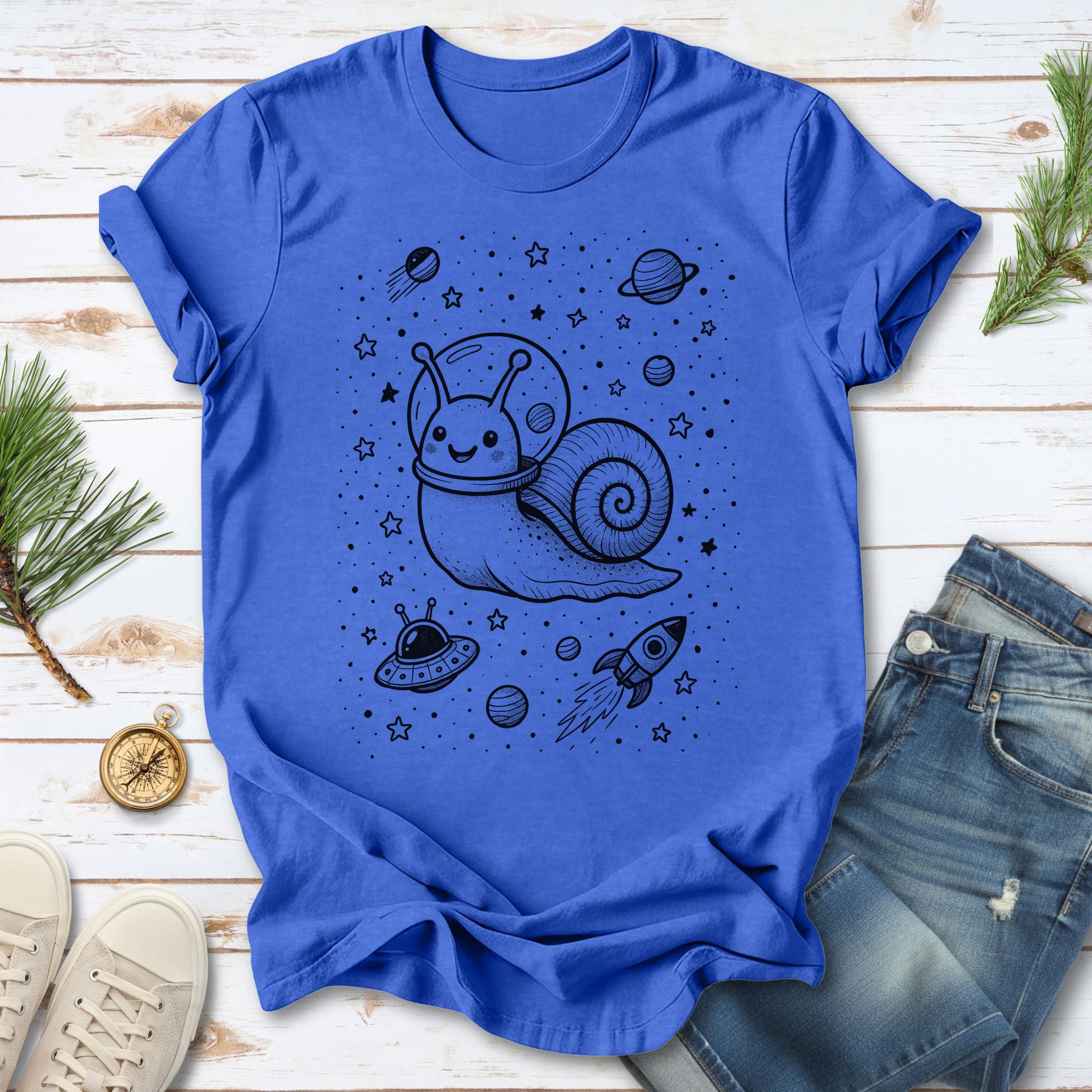 Space Snail Rocket Funny T-Shirt