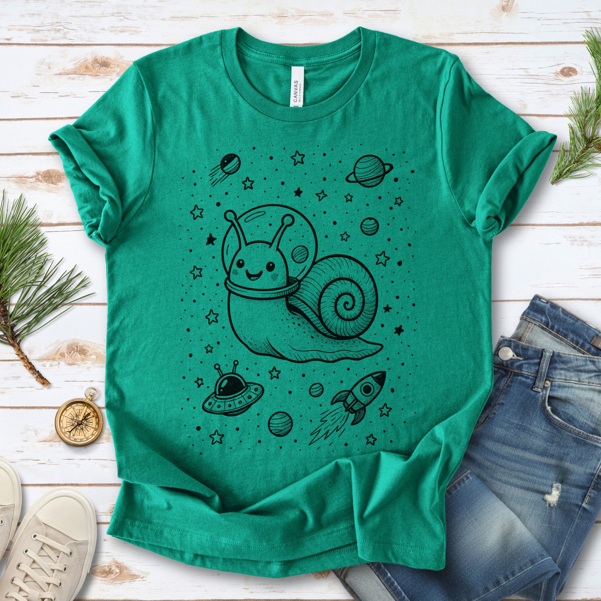 Space Snail Rocket Funny T-Shirt