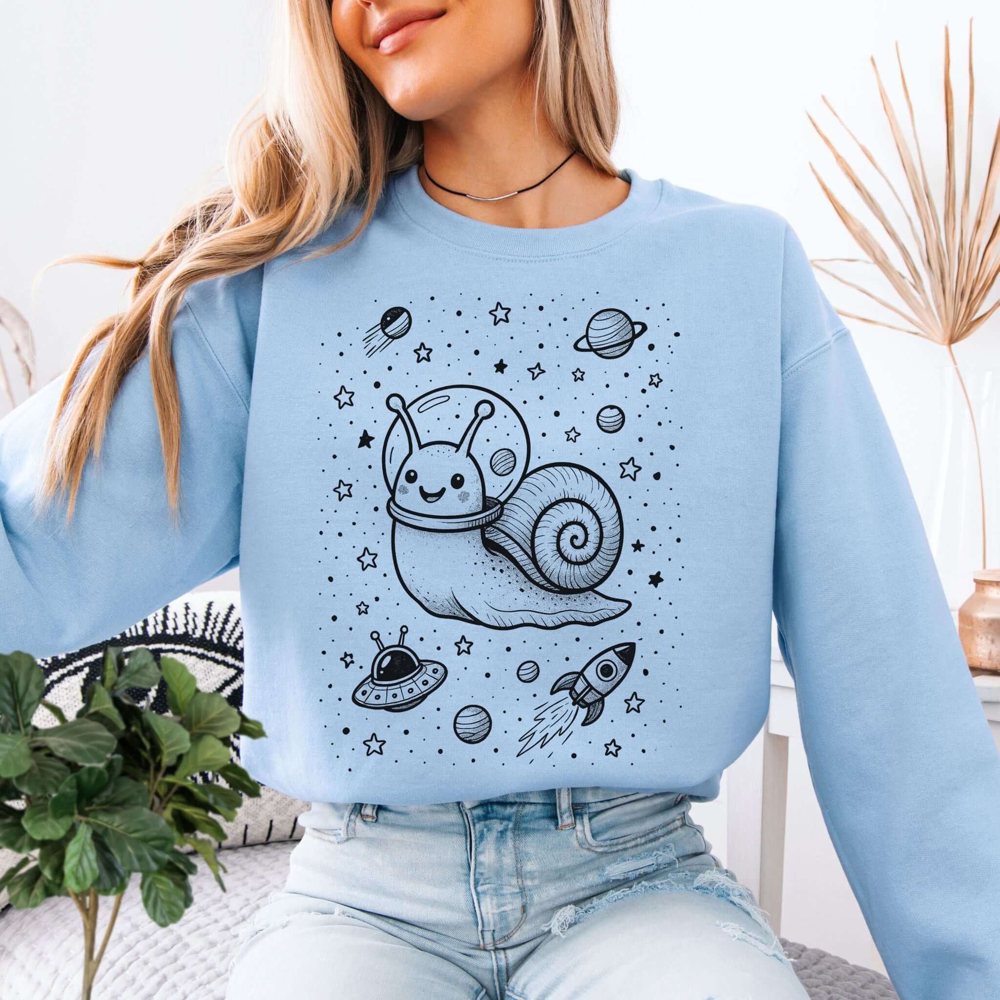 Funny Space Snail Sweatshirt – Cute Snail Gift for Garden & Galaxy Lovers