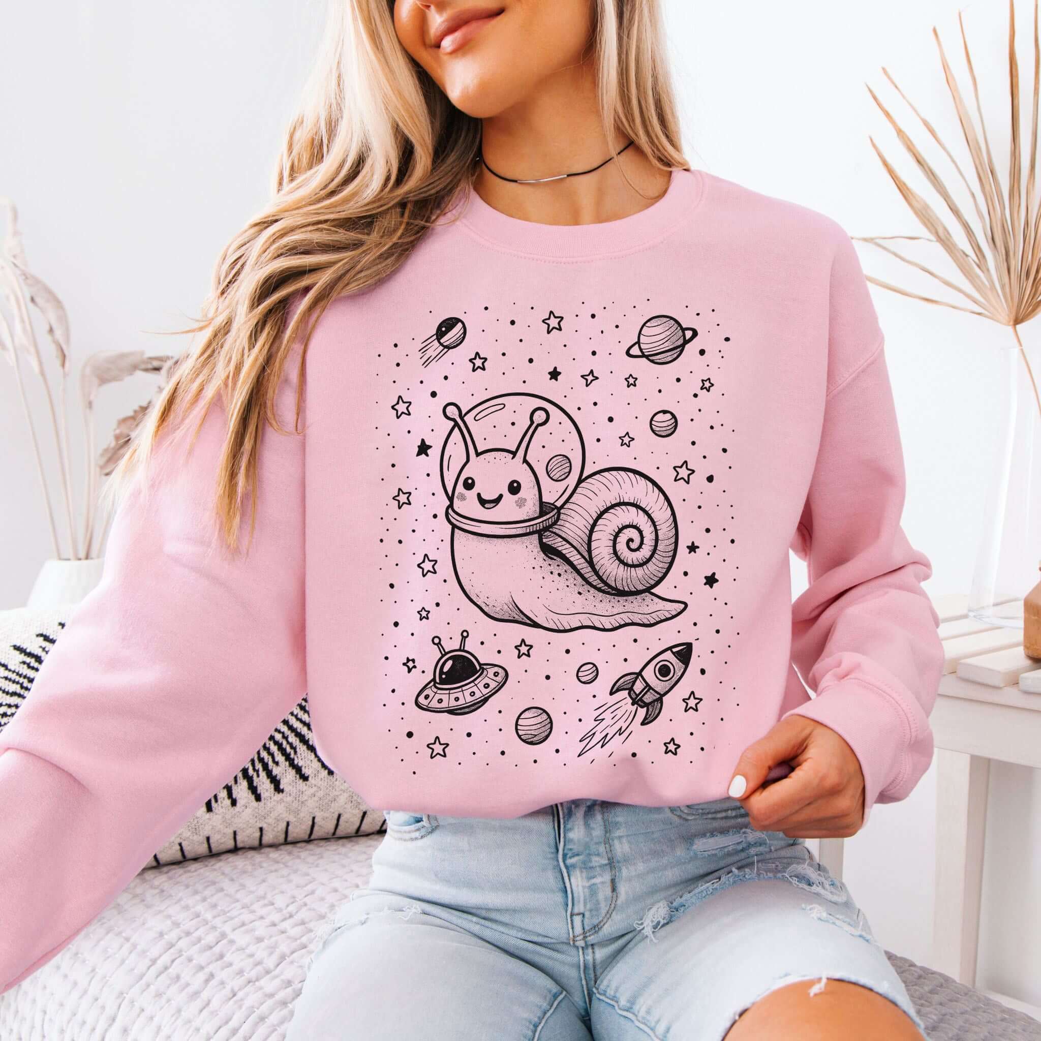 Funny Space Snail Sweatshirt – Cute Snail Gift for Garden & Galaxy Lovers