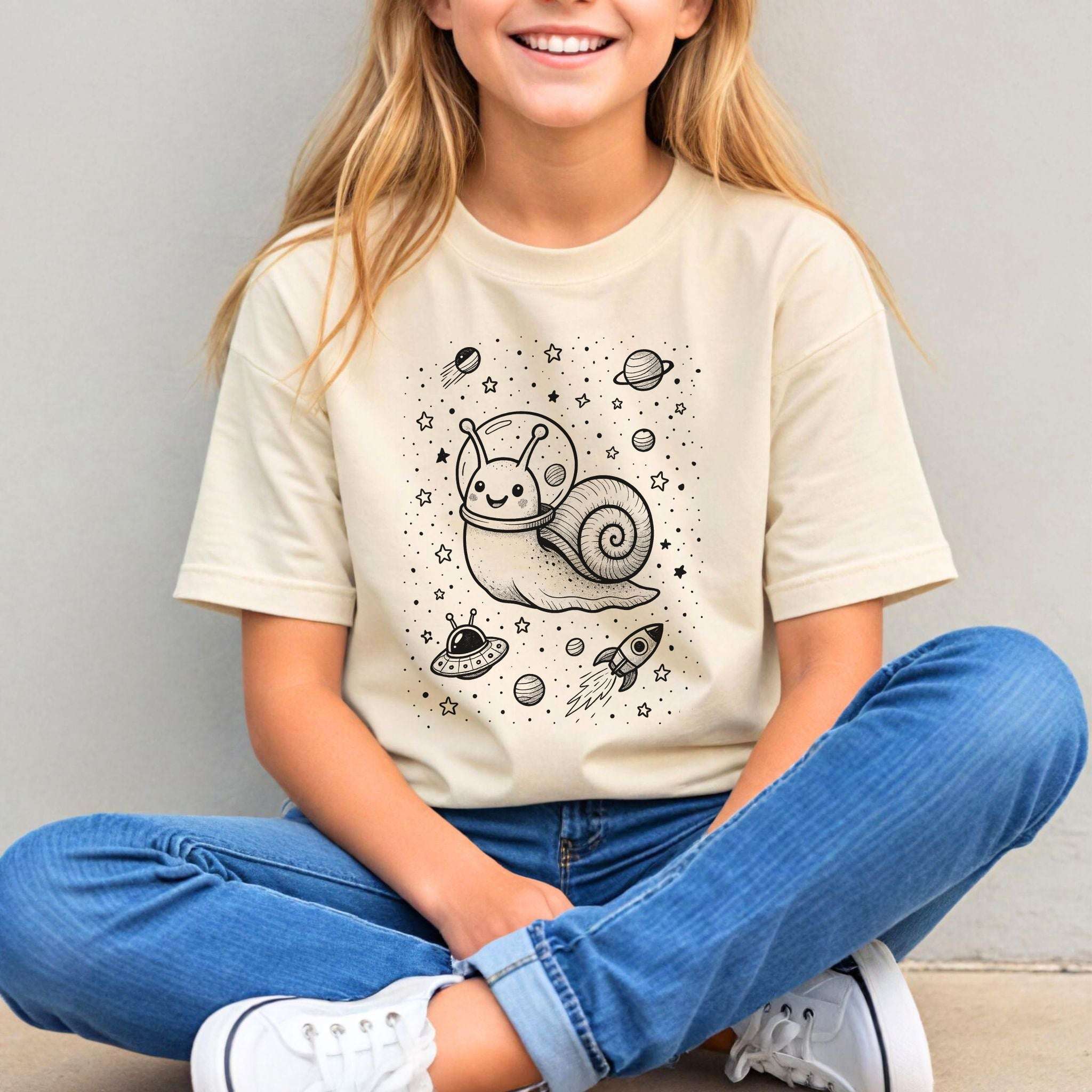 Space Snail Rocket – Slow-Mo Cosmic Zoom Youth Tee