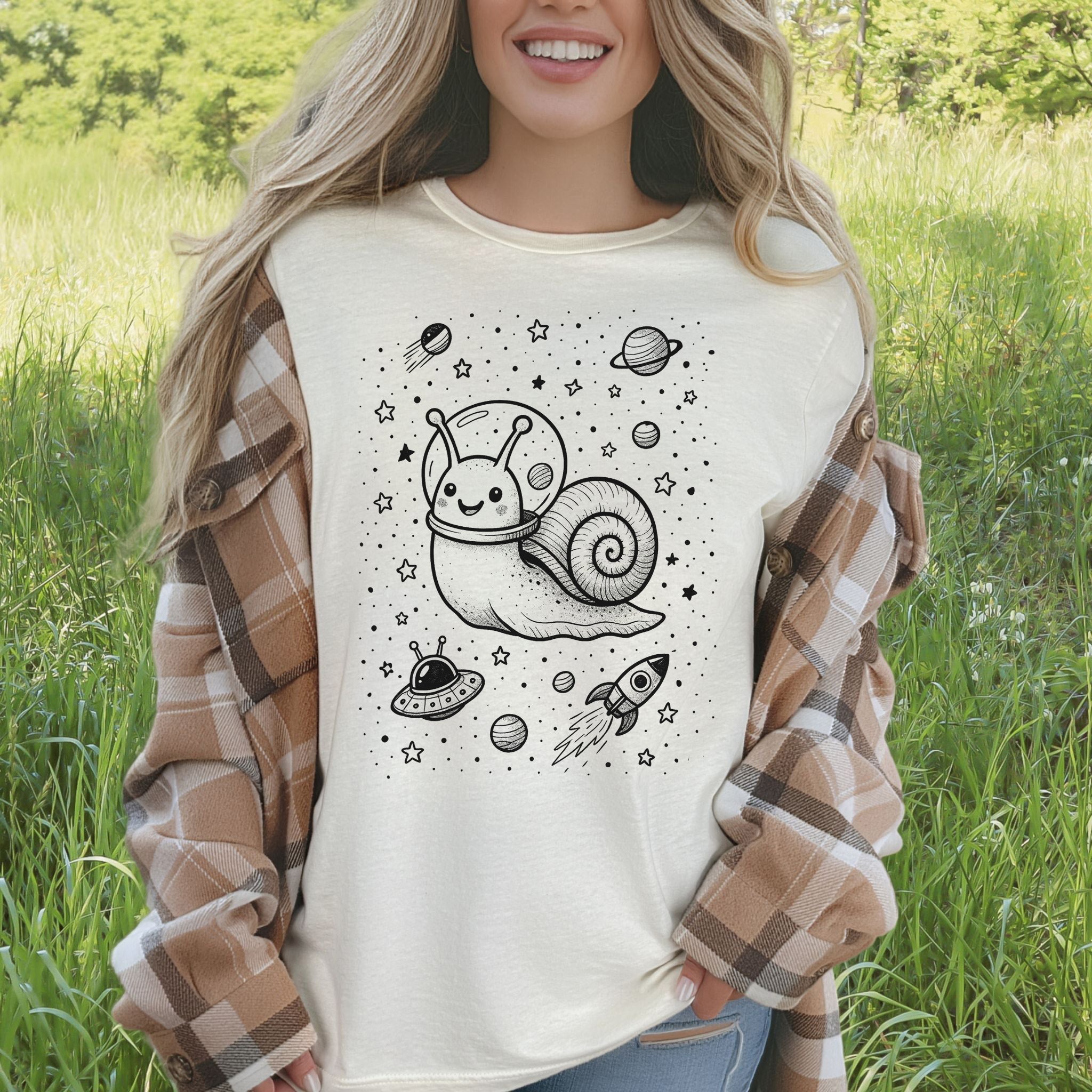 Space Snail Rocket Funny T-Shirt