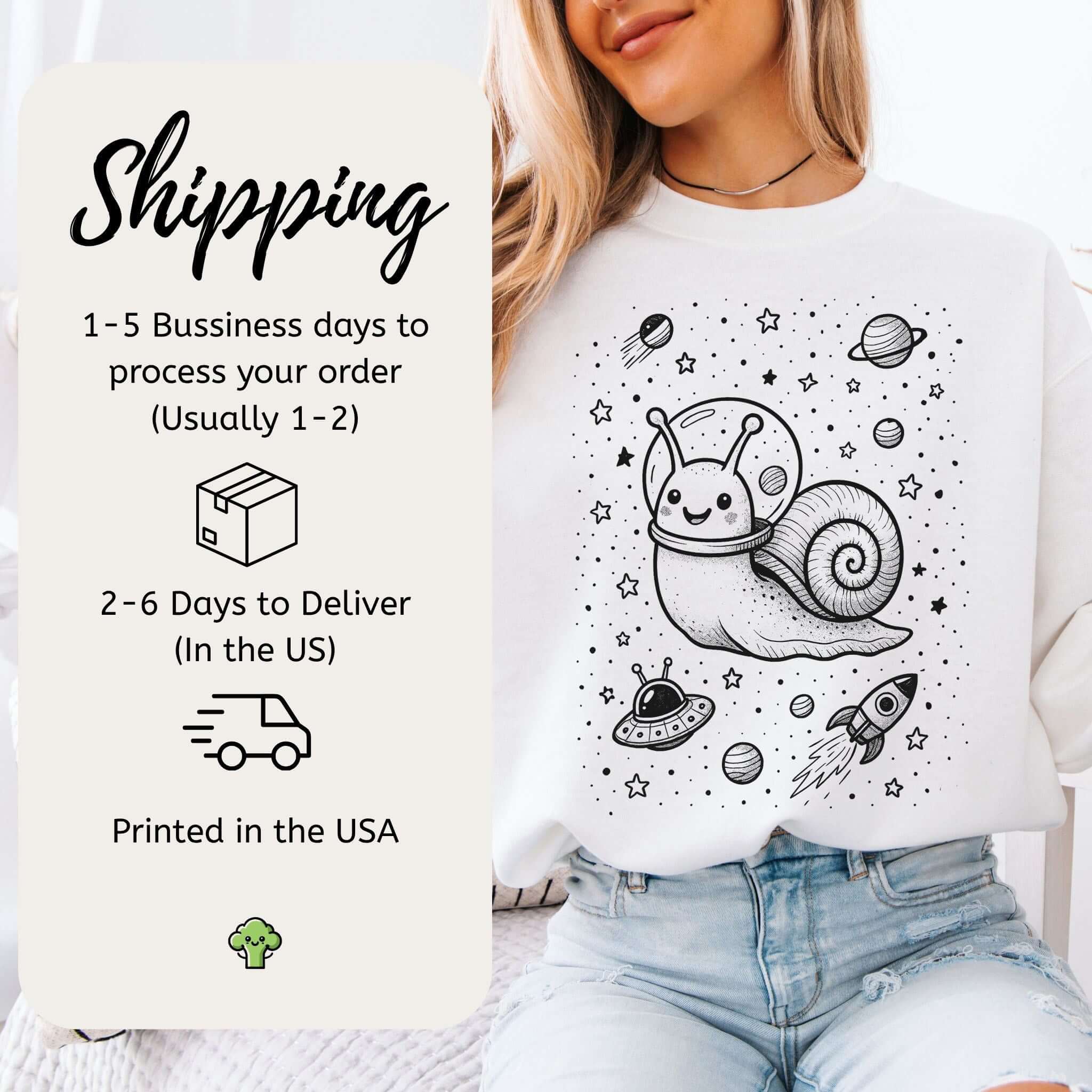 Funny Space Snail Sweatshirt – Cute Snail Gift for Garden & Galaxy Lovers