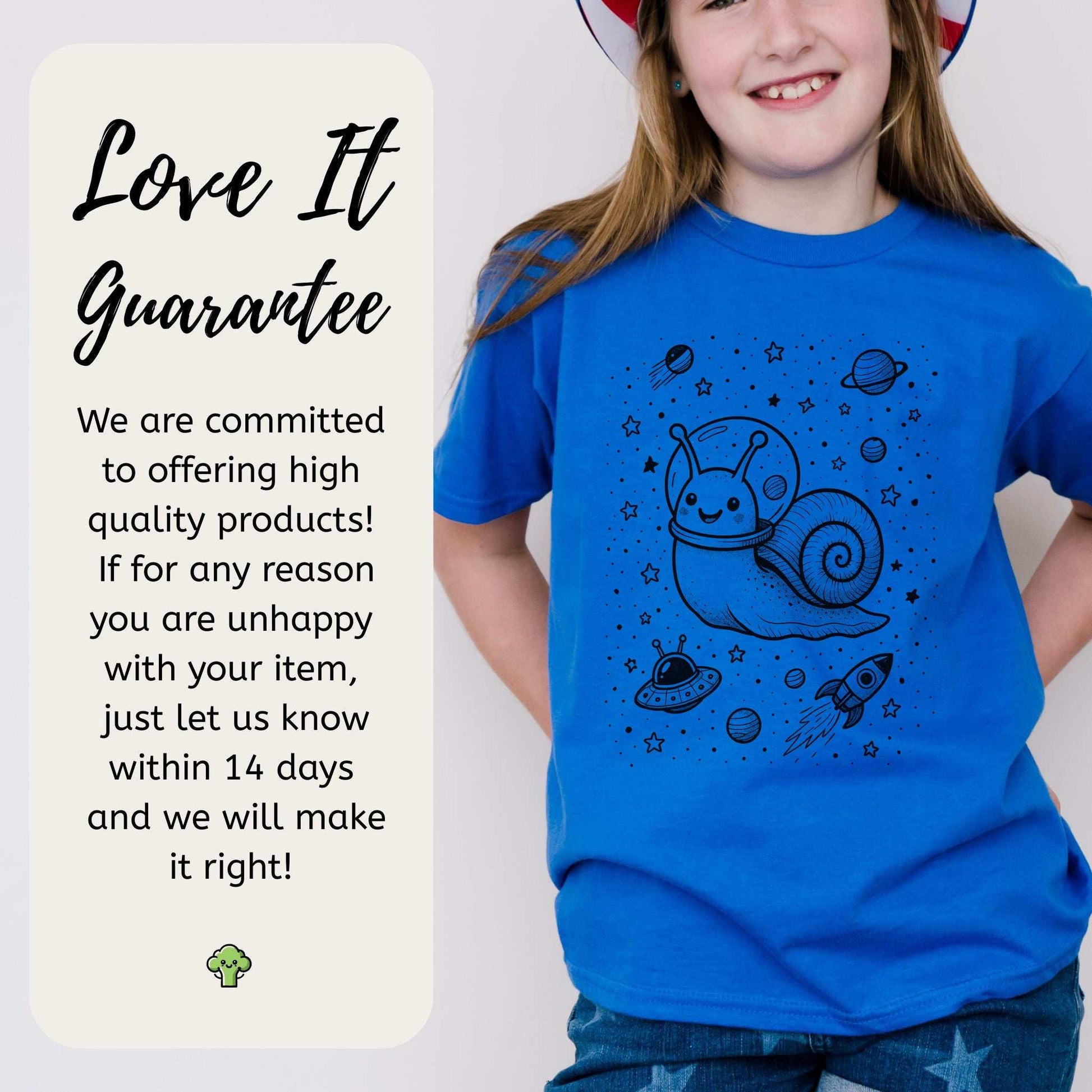 Space Snail Rocket – Slow-Mo Cosmic Zoom Youth Tee