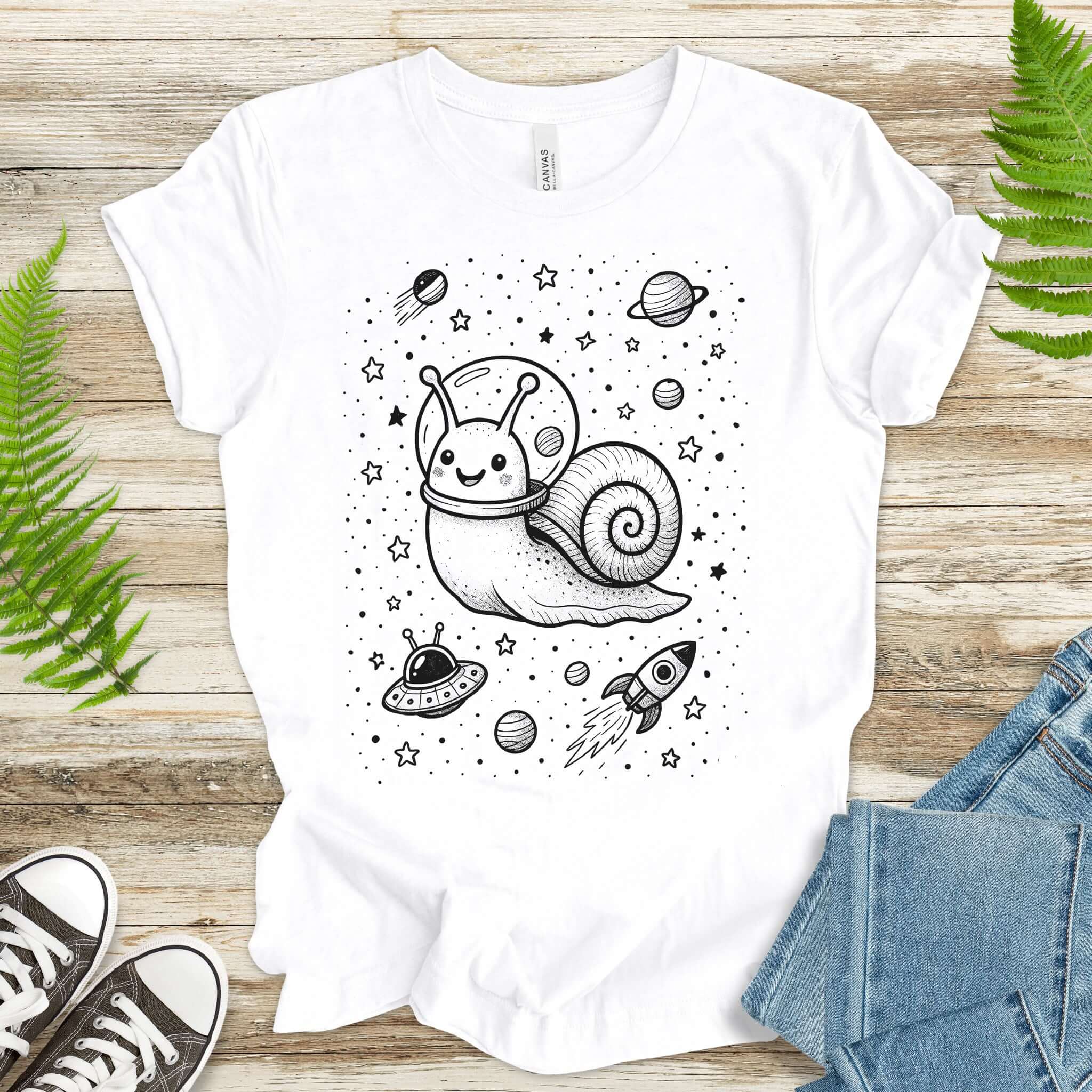 Space Snail Rocket Funny T-Shirt