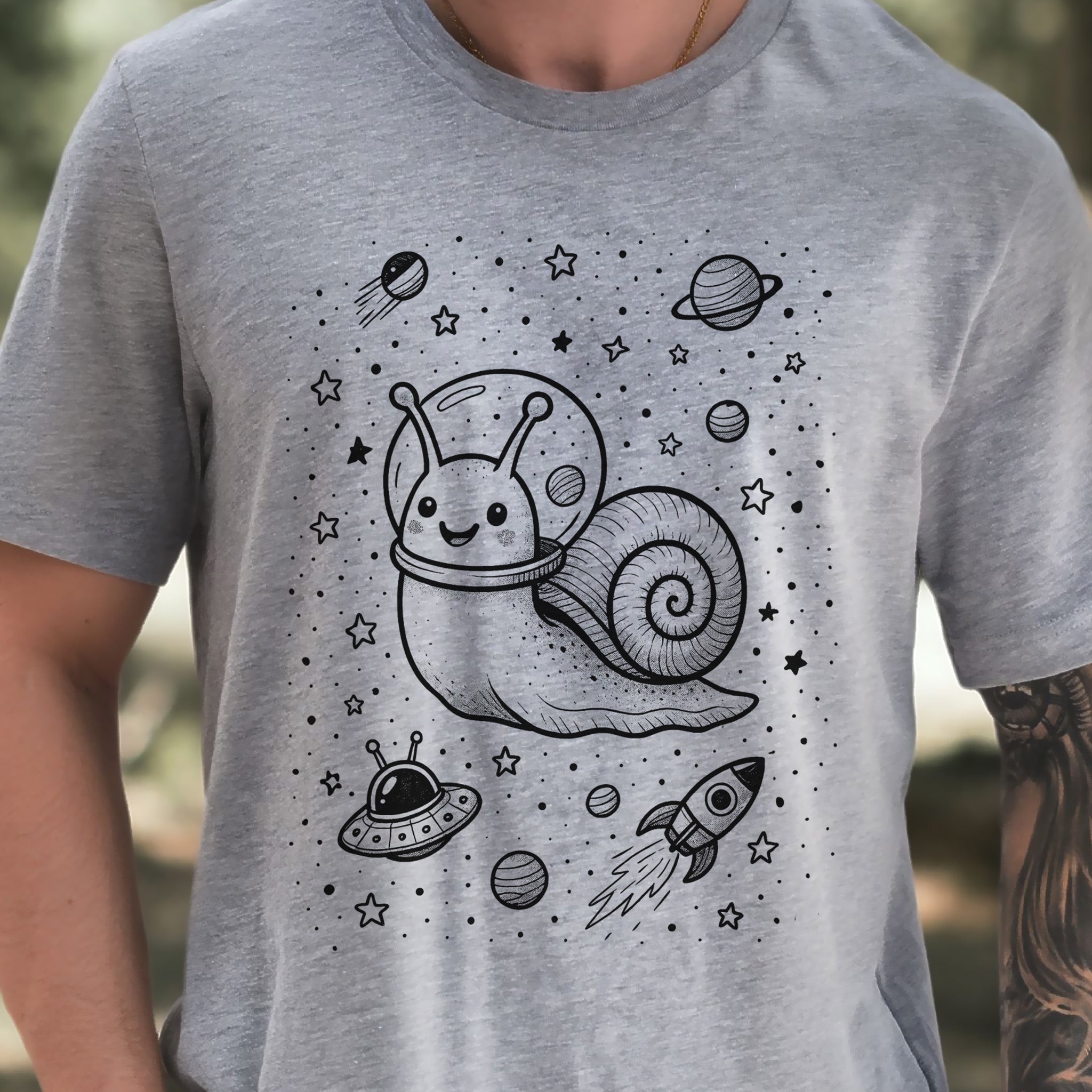 Space Snail Rocket Funny T-Shirt