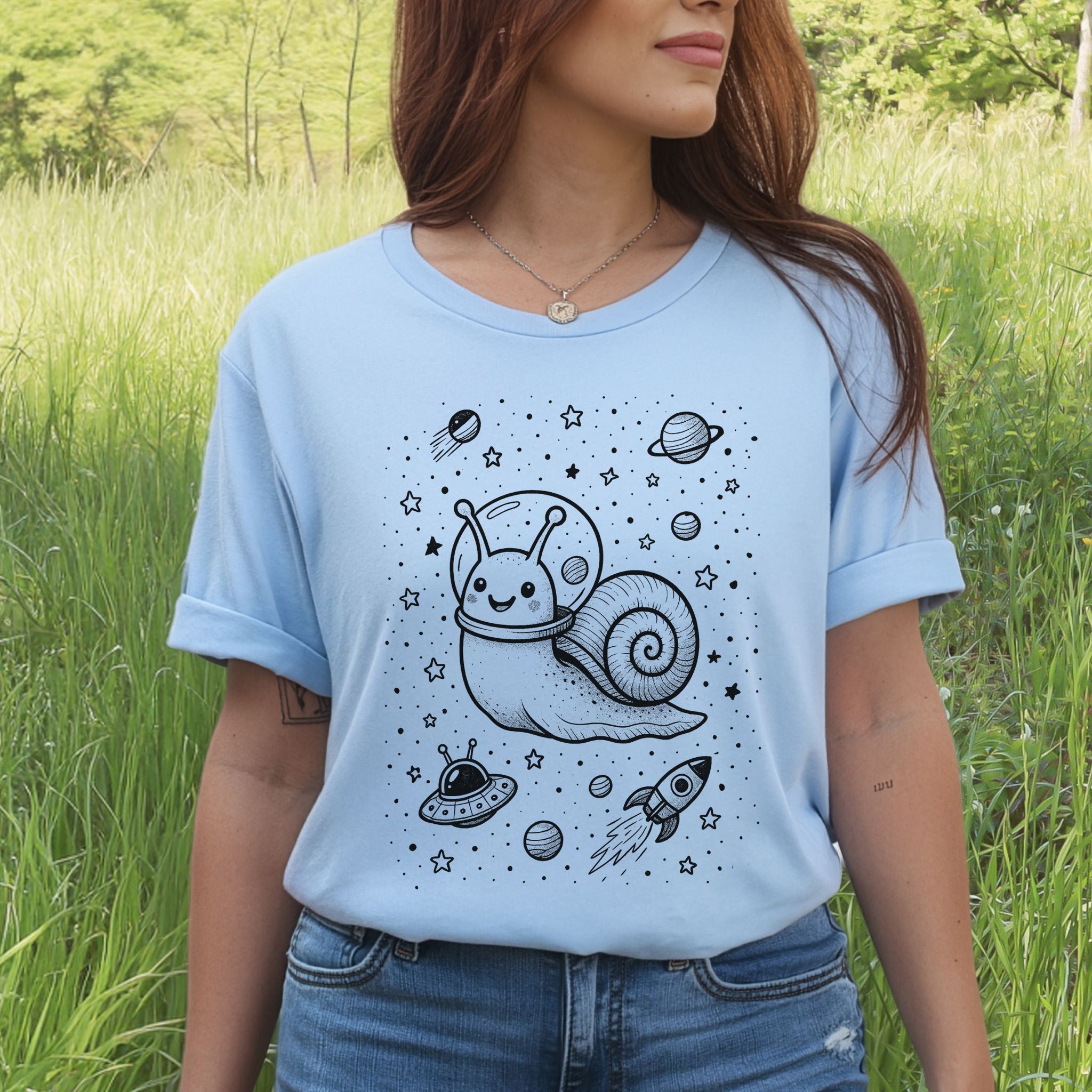 Space Snail Rocket Funny T-Shirt