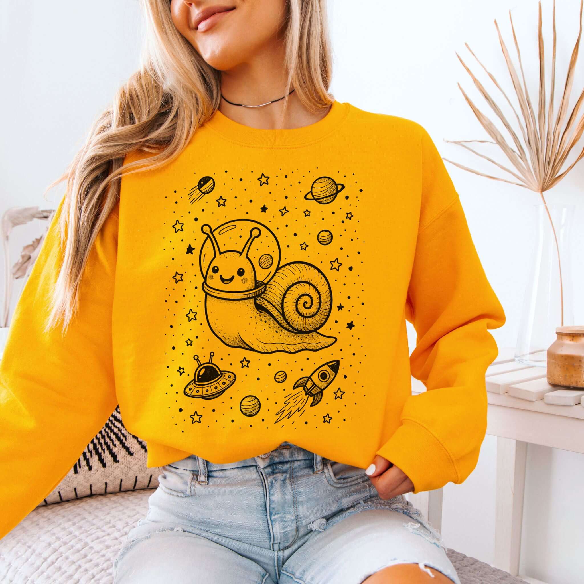 Funny Space Snail Sweatshirt – Cute Snail Gift for Garden & Galaxy Lovers