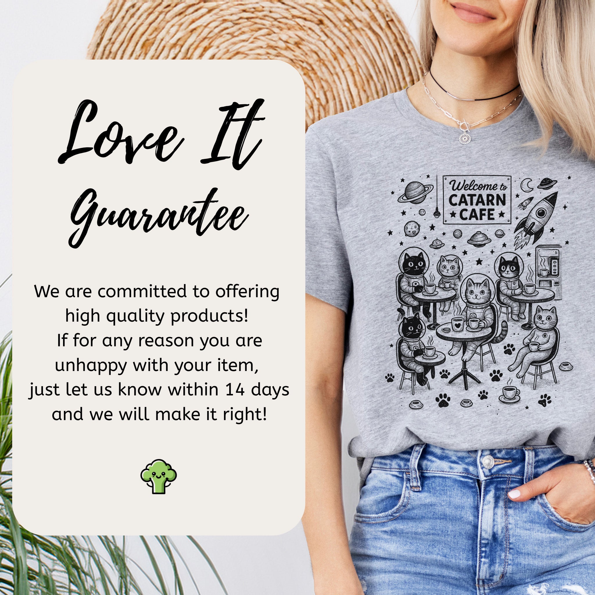 Space Cats Café Funny T-Shirt