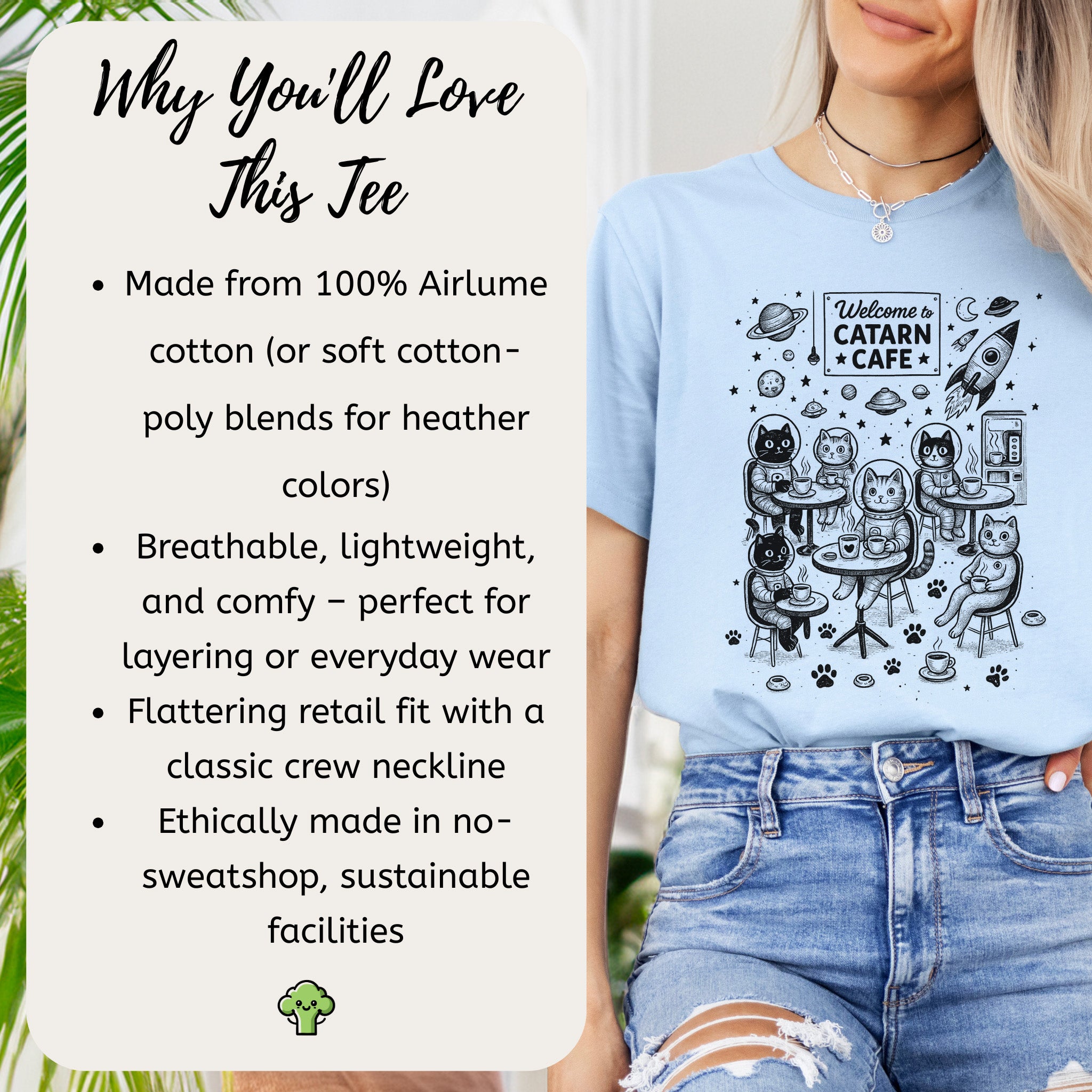 Space Cats Café Funny T-Shirt