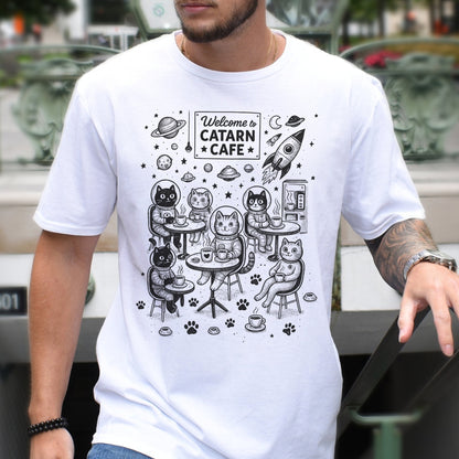 Space Cats Café Funny T-Shirt