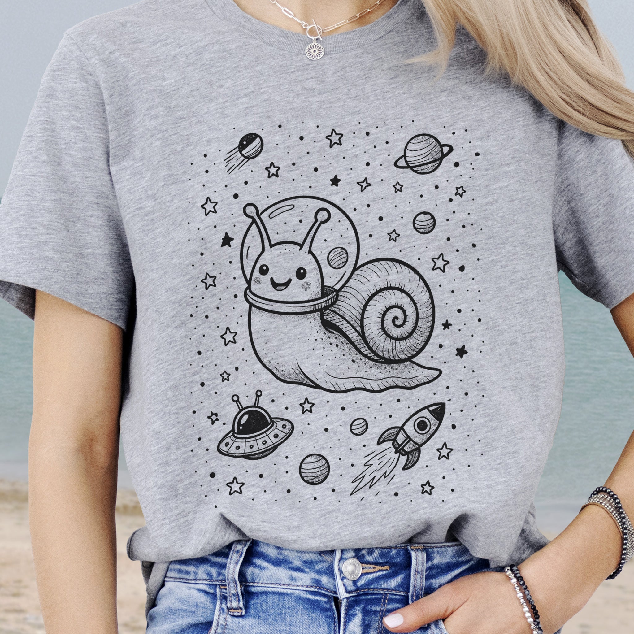 Space Snail Rocket Funny T-Shirt