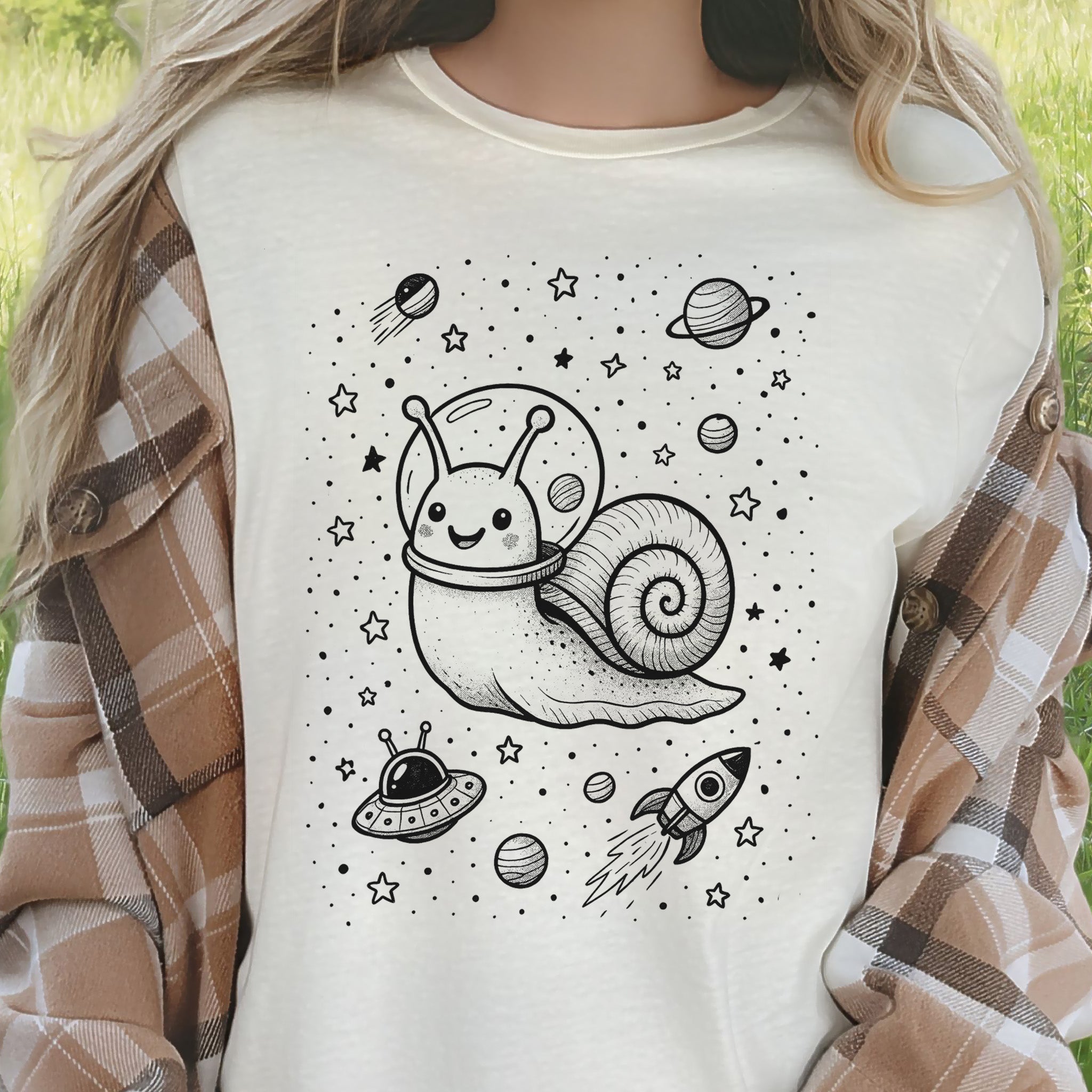 Space Snail Rocket Funny T-Shirt