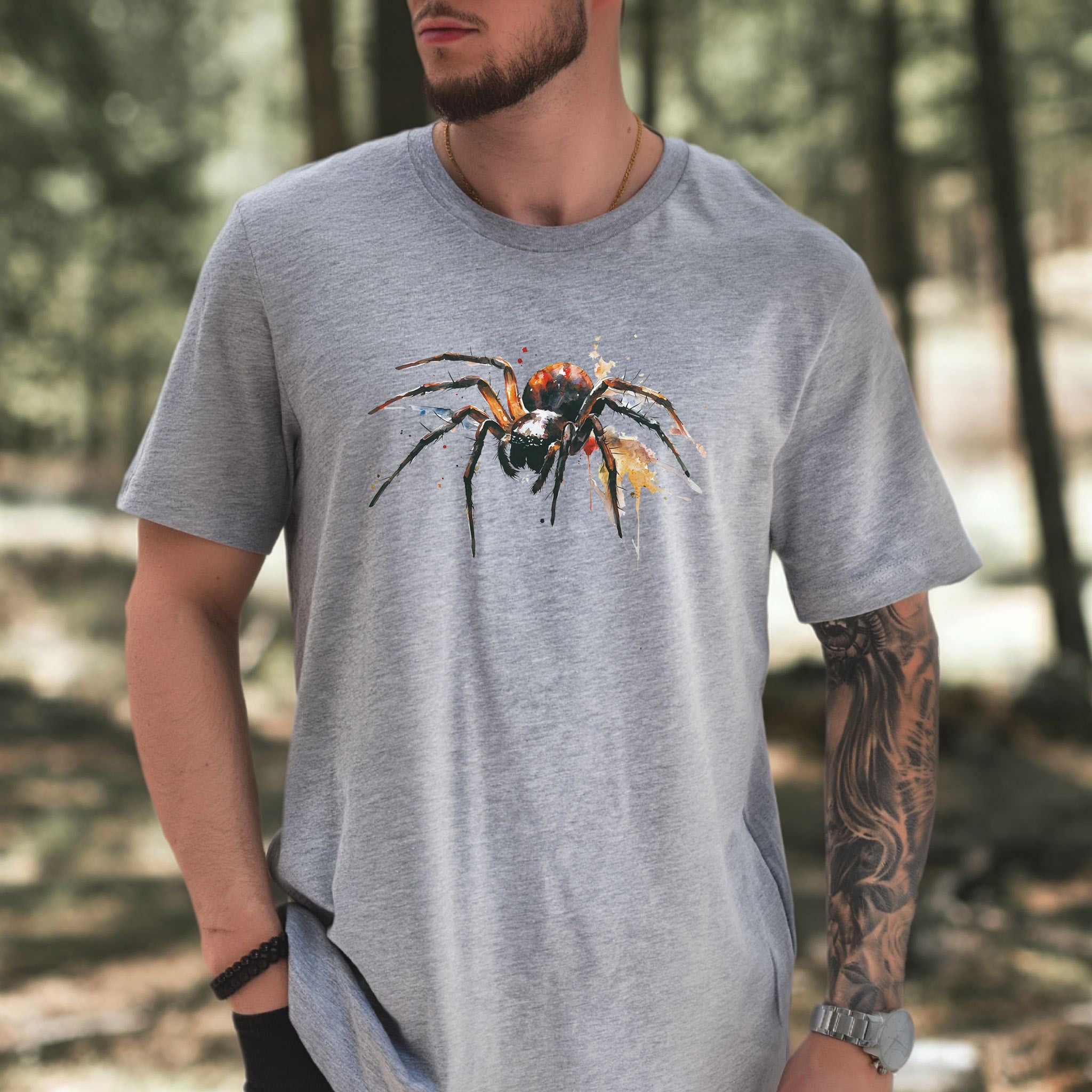 Watercolor Spider T-Shirt – Bold Gothic Nature Lover Tee