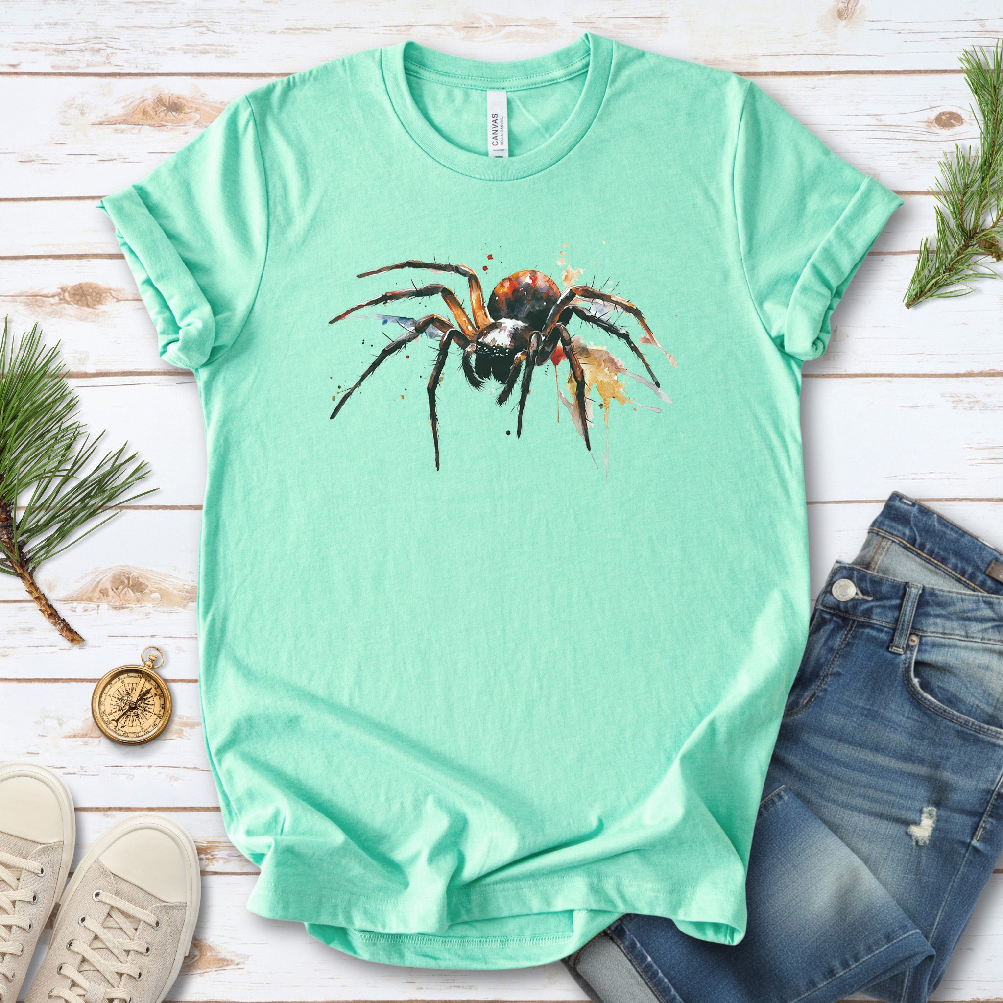 Watercolor Spider T-Shirt – Bold Gothic Nature Lover Tee