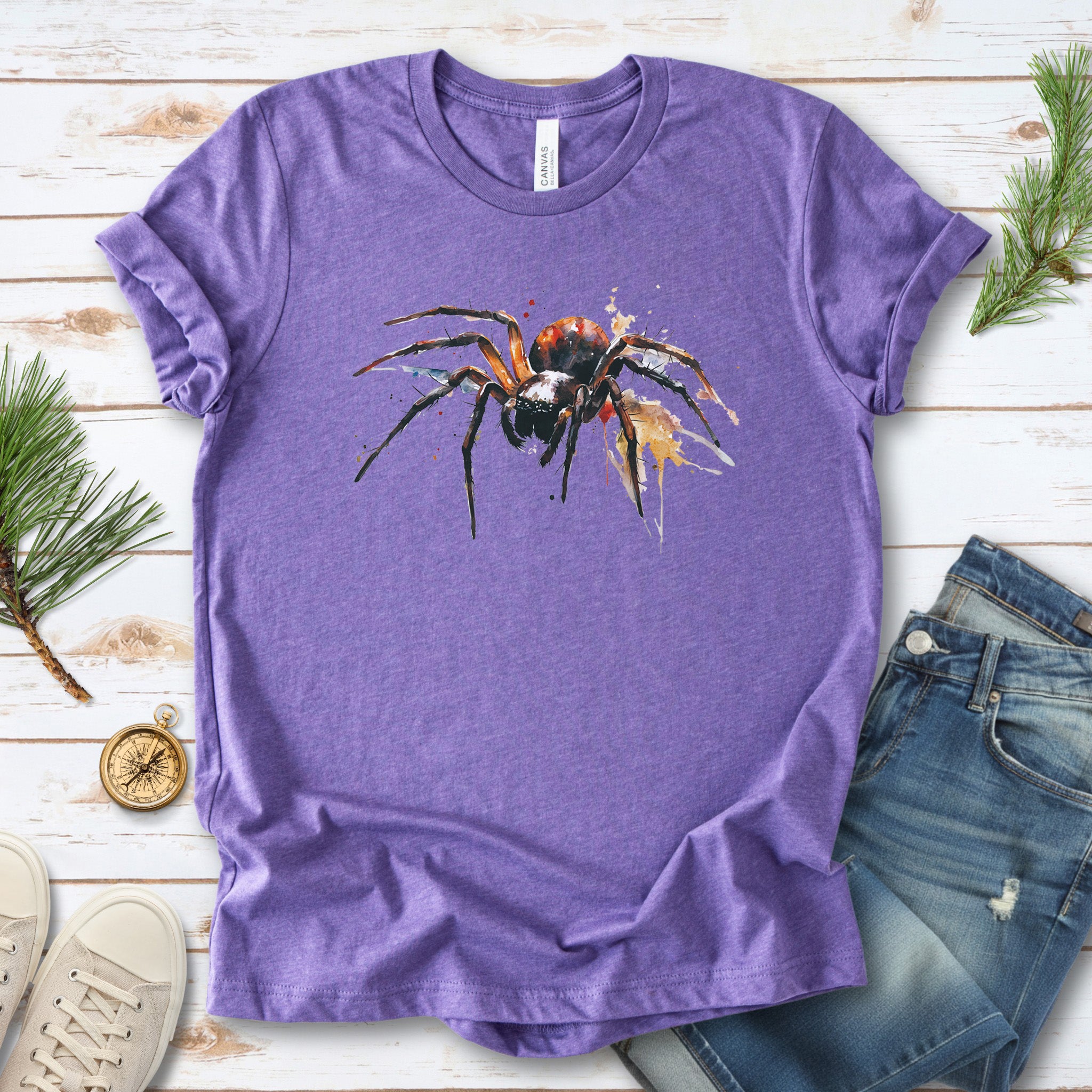 Watercolor Spider T-Shirt – Bold Gothic Nature Lover Tee