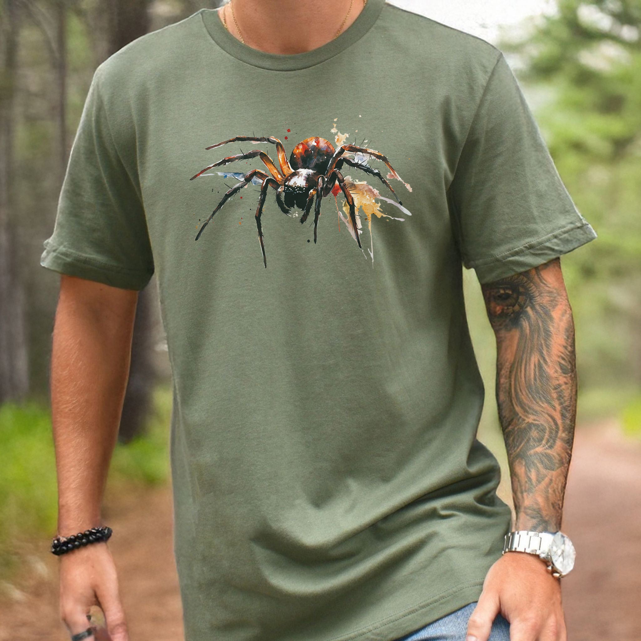 Watercolor Spider T-Shirt – Bold Gothic Nature Lover Tee