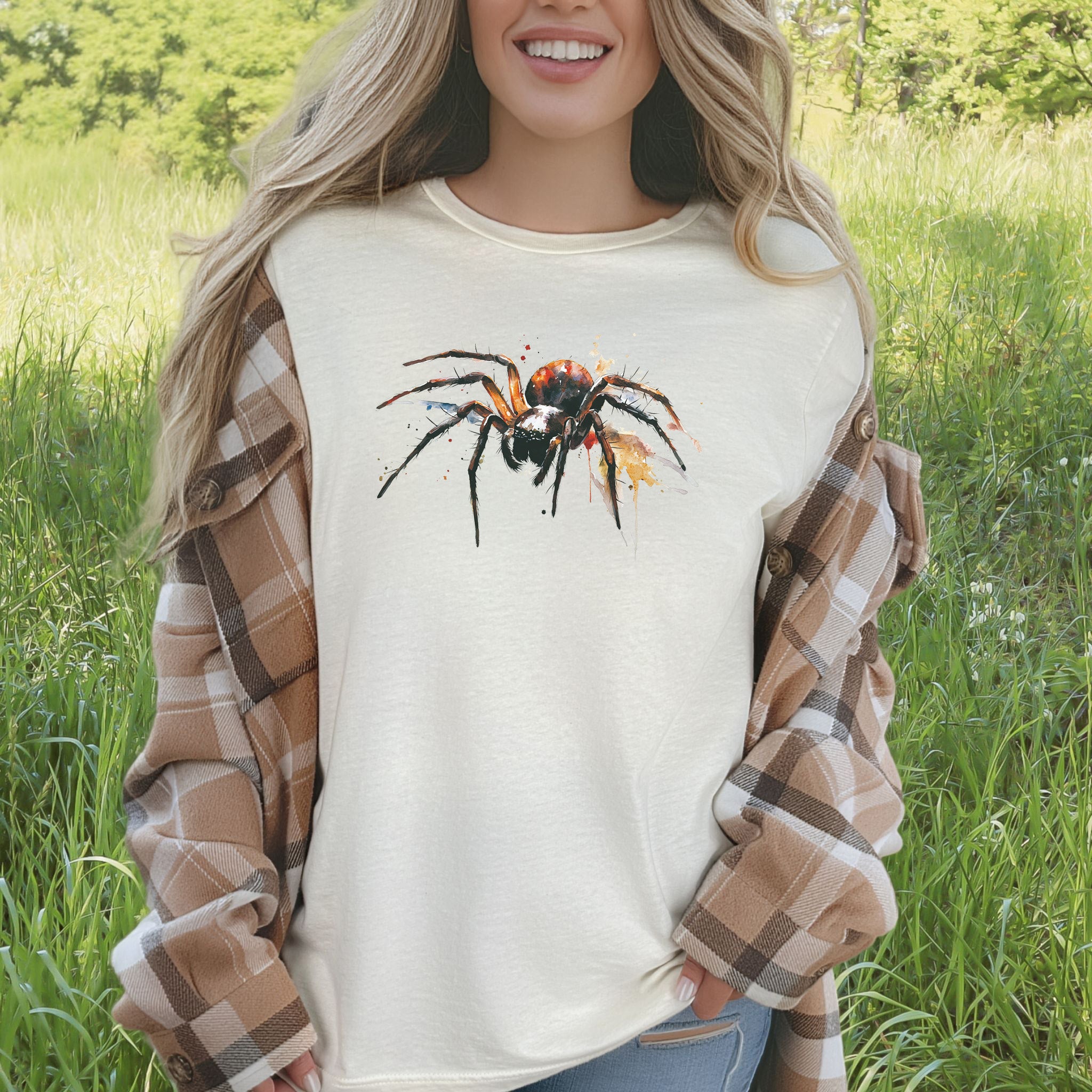 Watercolor Spider T-Shirt – Bold Gothic Nature Lover Tee