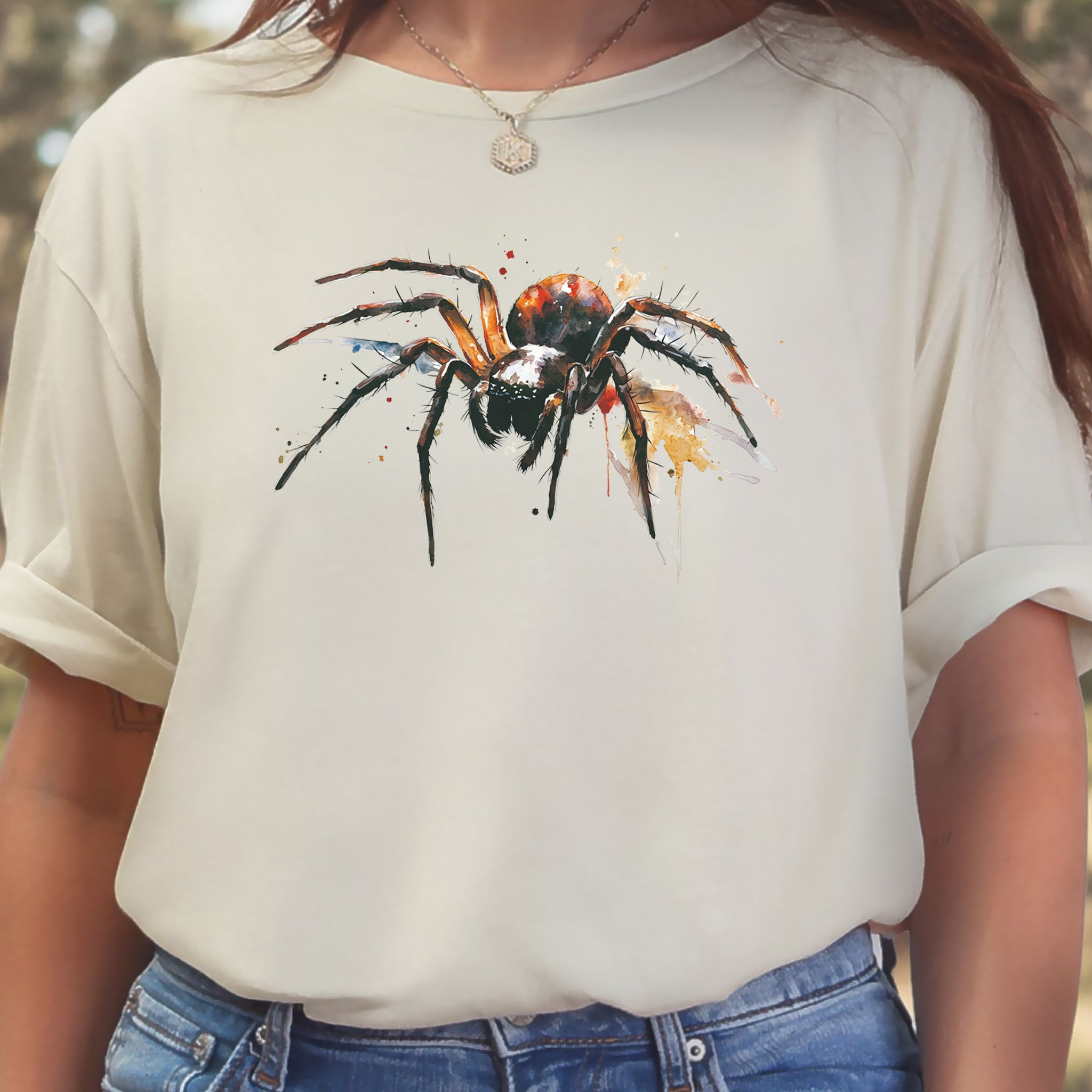 Watercolor Spider T-Shirt – Bold Gothic Nature Lover Tee