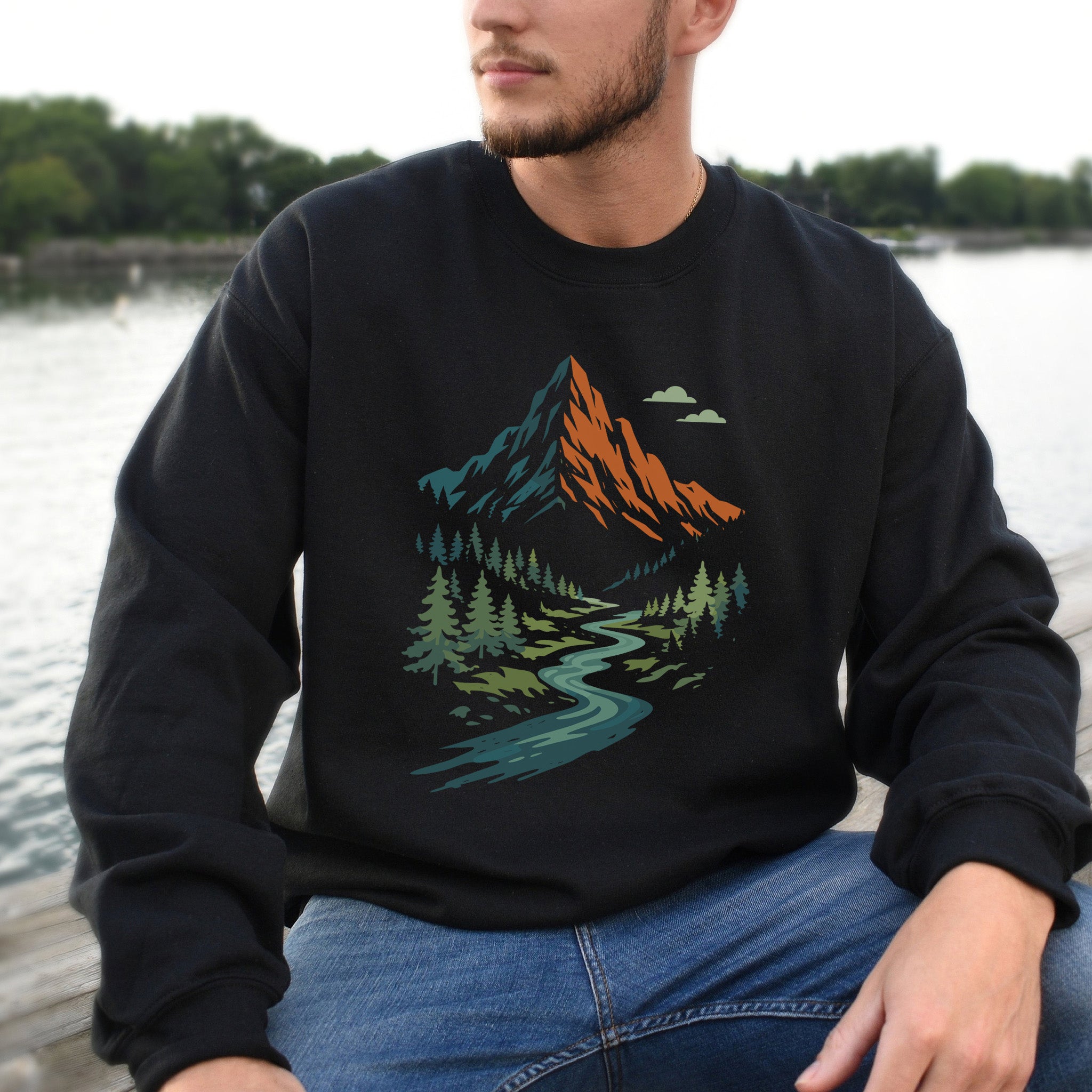 Split Summit River Trail & Mountain Forest Adventure Sweatshirt