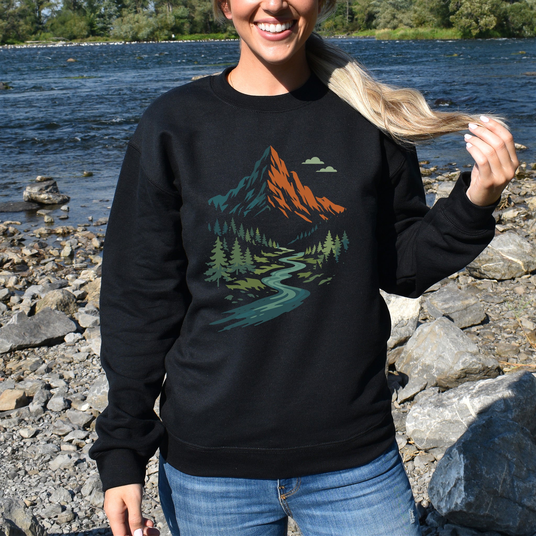 Split Summit River Trail & Mountain Forest Adventure Sweatshirt
