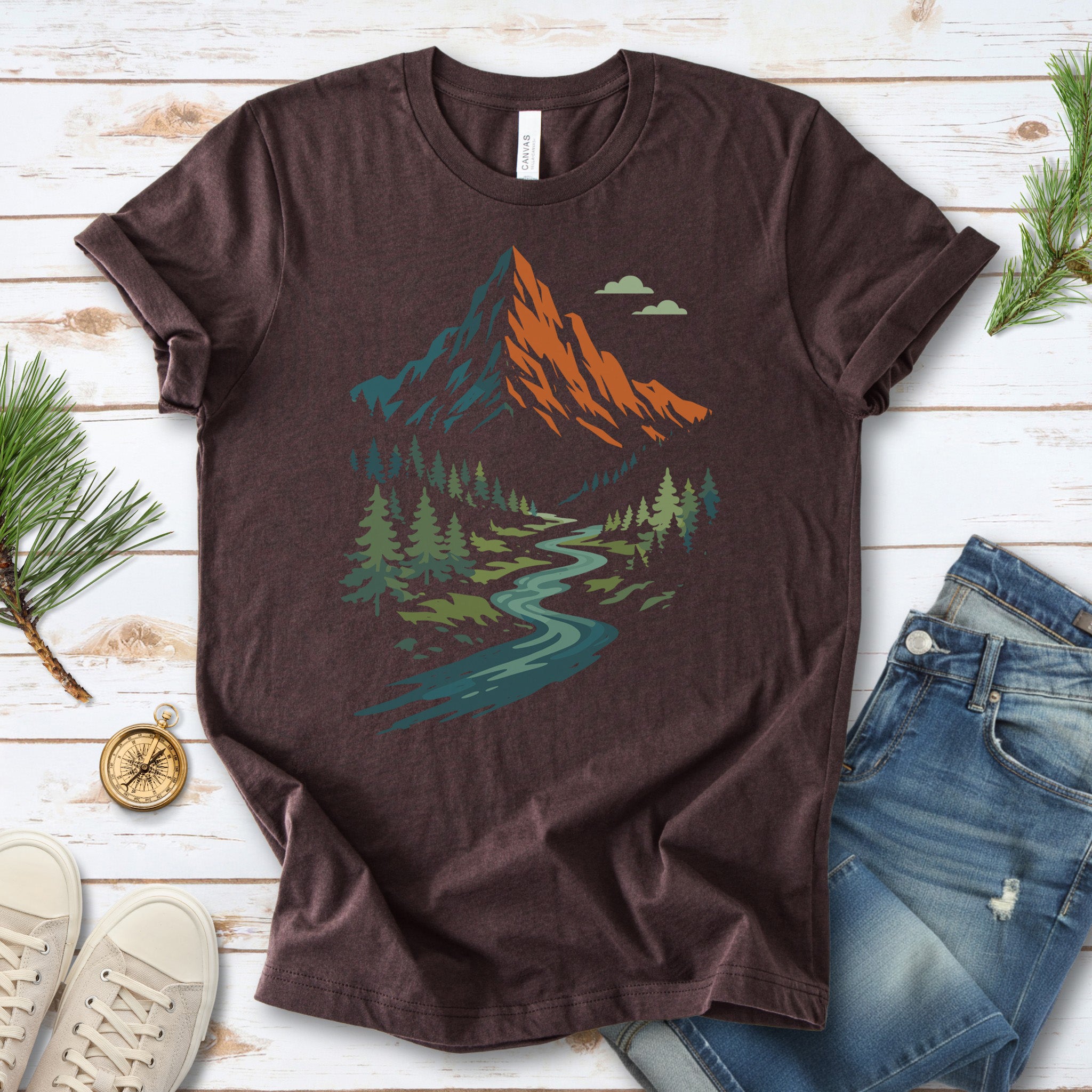 Split Summit T-Shirt – River Trail & Mountain Forest Adventure Tee