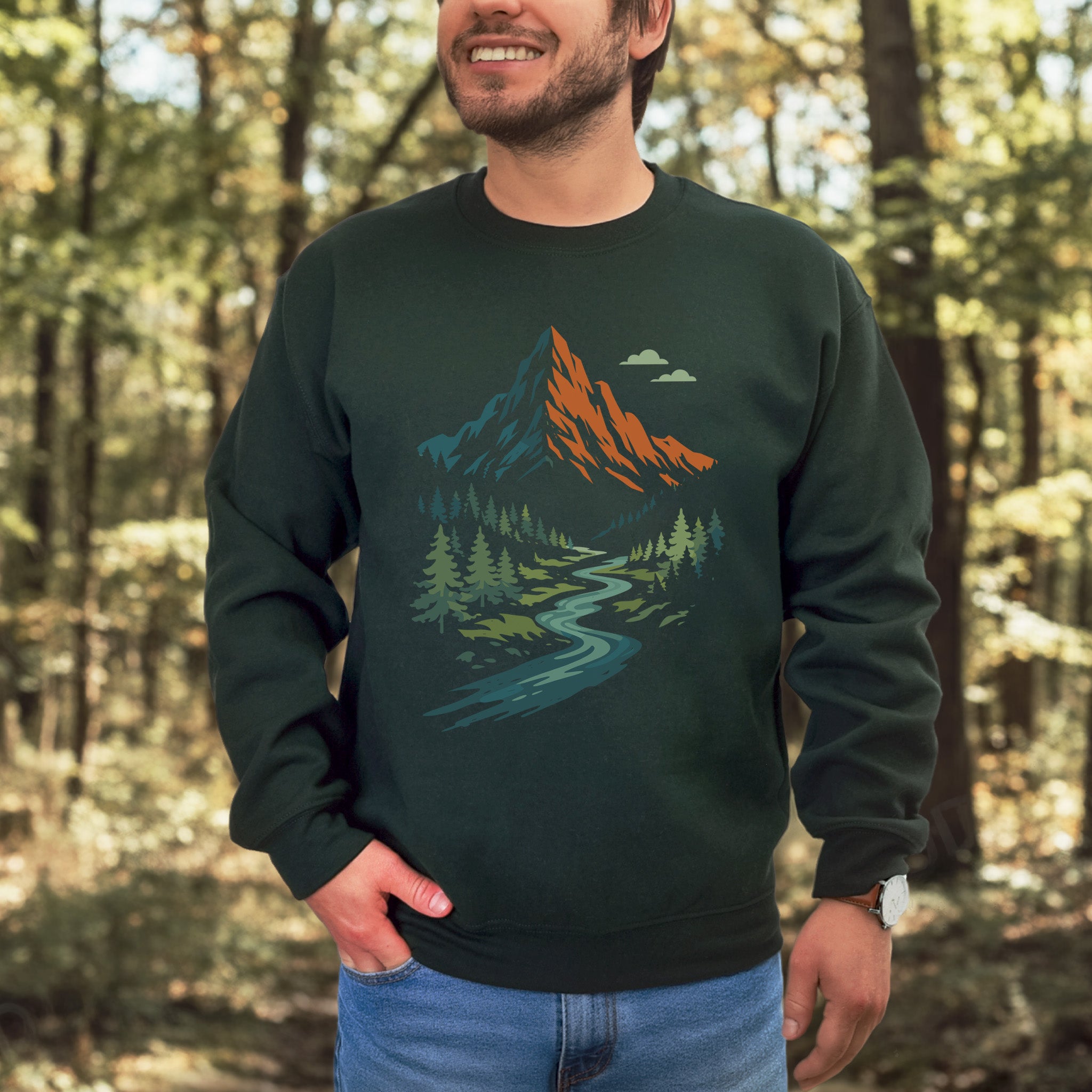 Split Summit River Trail & Mountain Forest Adventure Sweatshirt