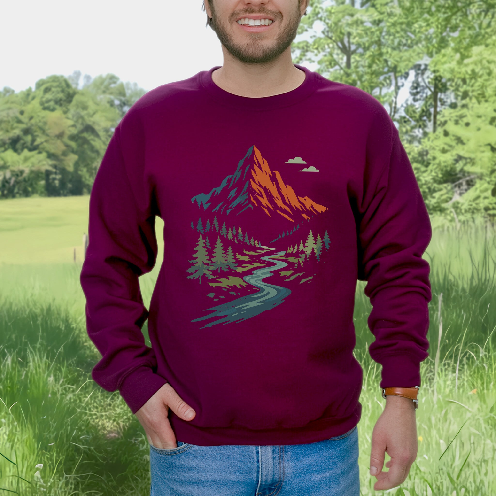 Split Summit River Trail & Mountain Forest Adventure Sweatshirt