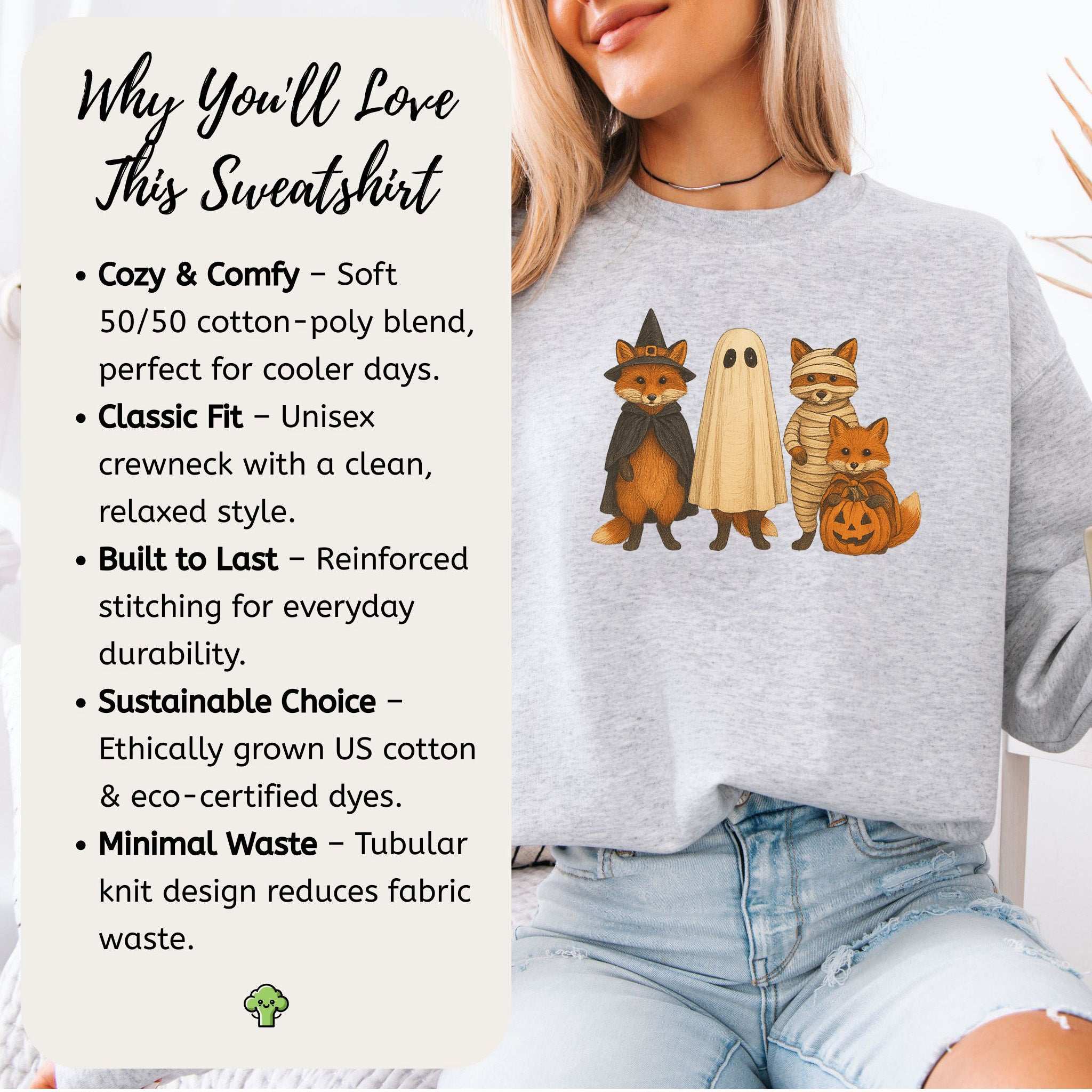 Spooky Fox Squad Sweatshirt – Cute Woodland Halloween Crew