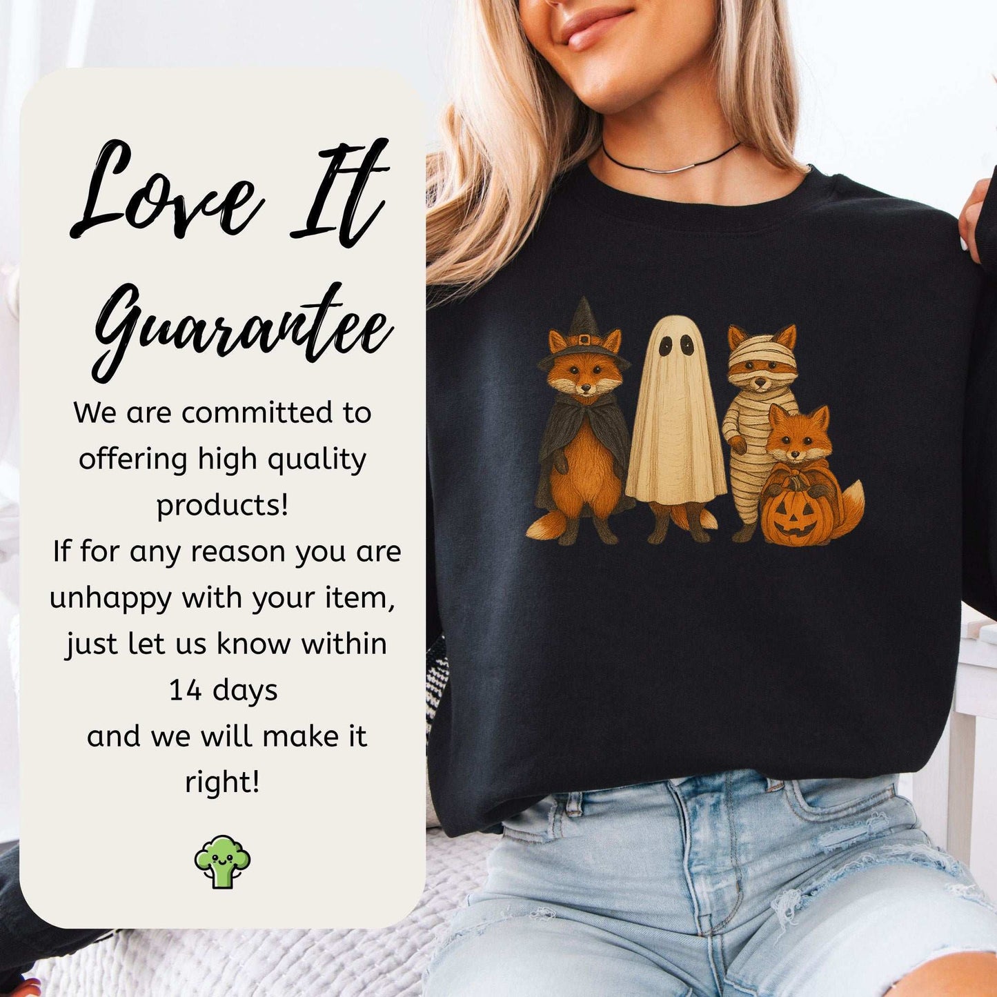 Spooky Fox Squad Sweatshirt – Cute Woodland Halloween Crew