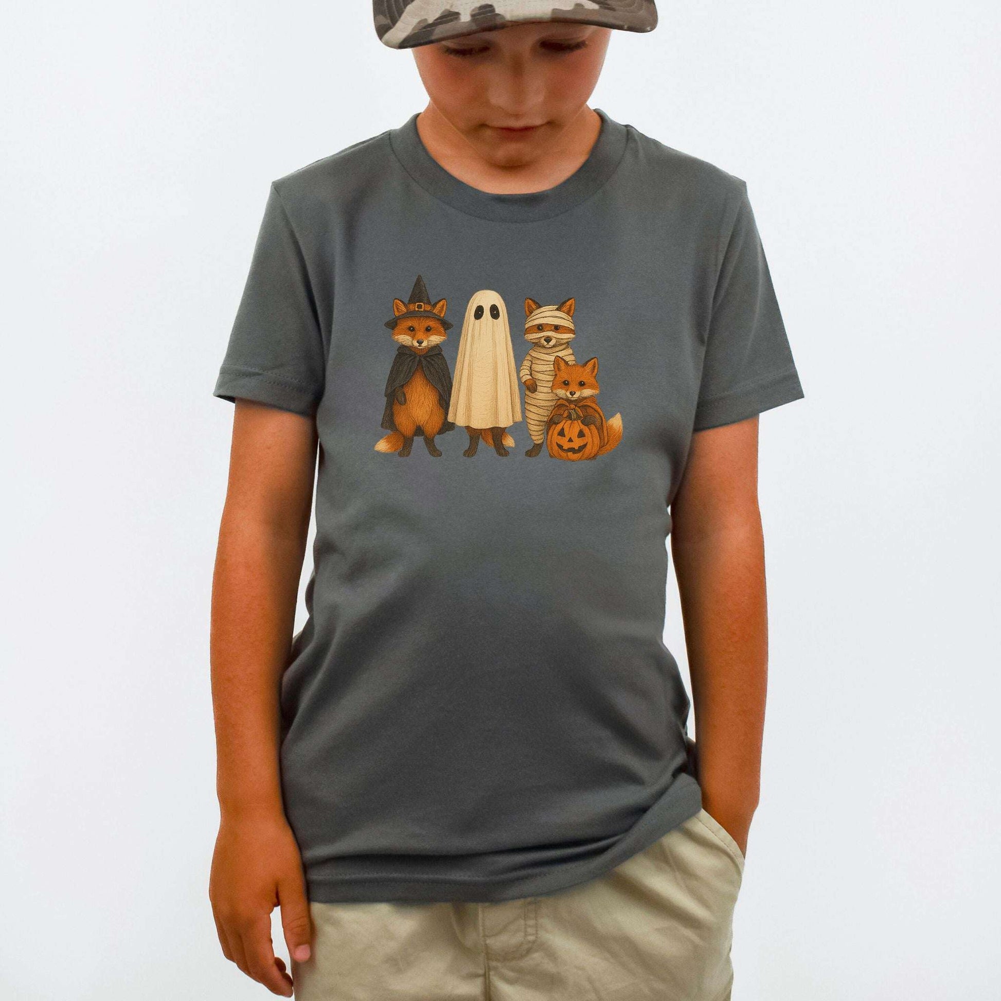Spooky Fox Squad Youth T-Shirt – Woodland Halloween Costume Crew