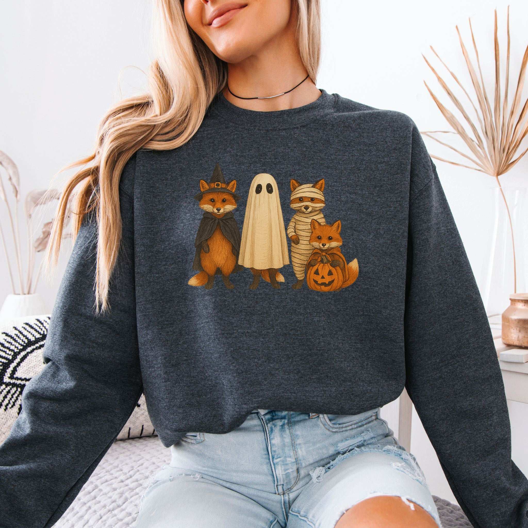 Spooky Fox Squad Sweatshirt – Cute Woodland Halloween Crew