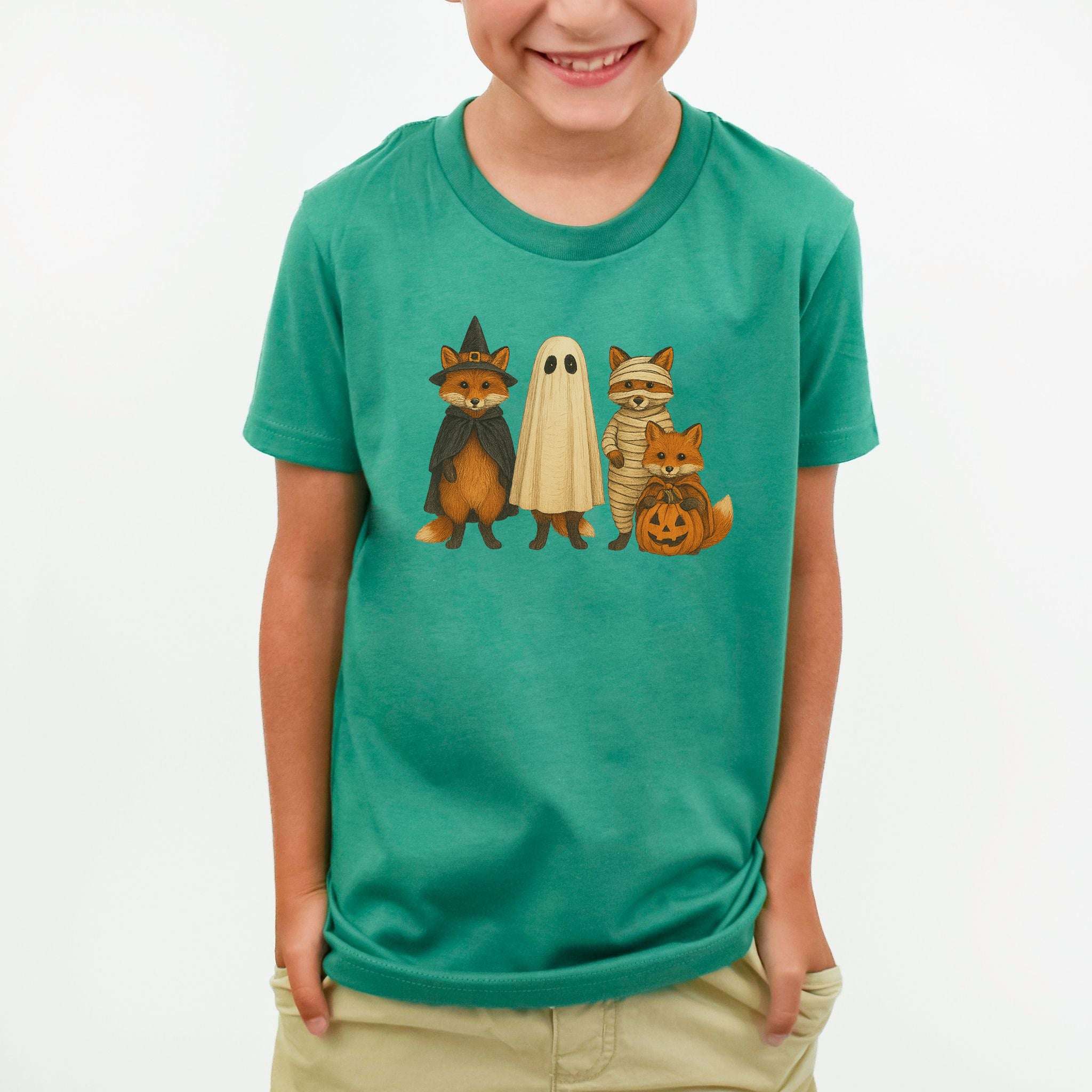 Spooky Fox Squad Youth T-Shirt – Woodland Halloween Costume Crew