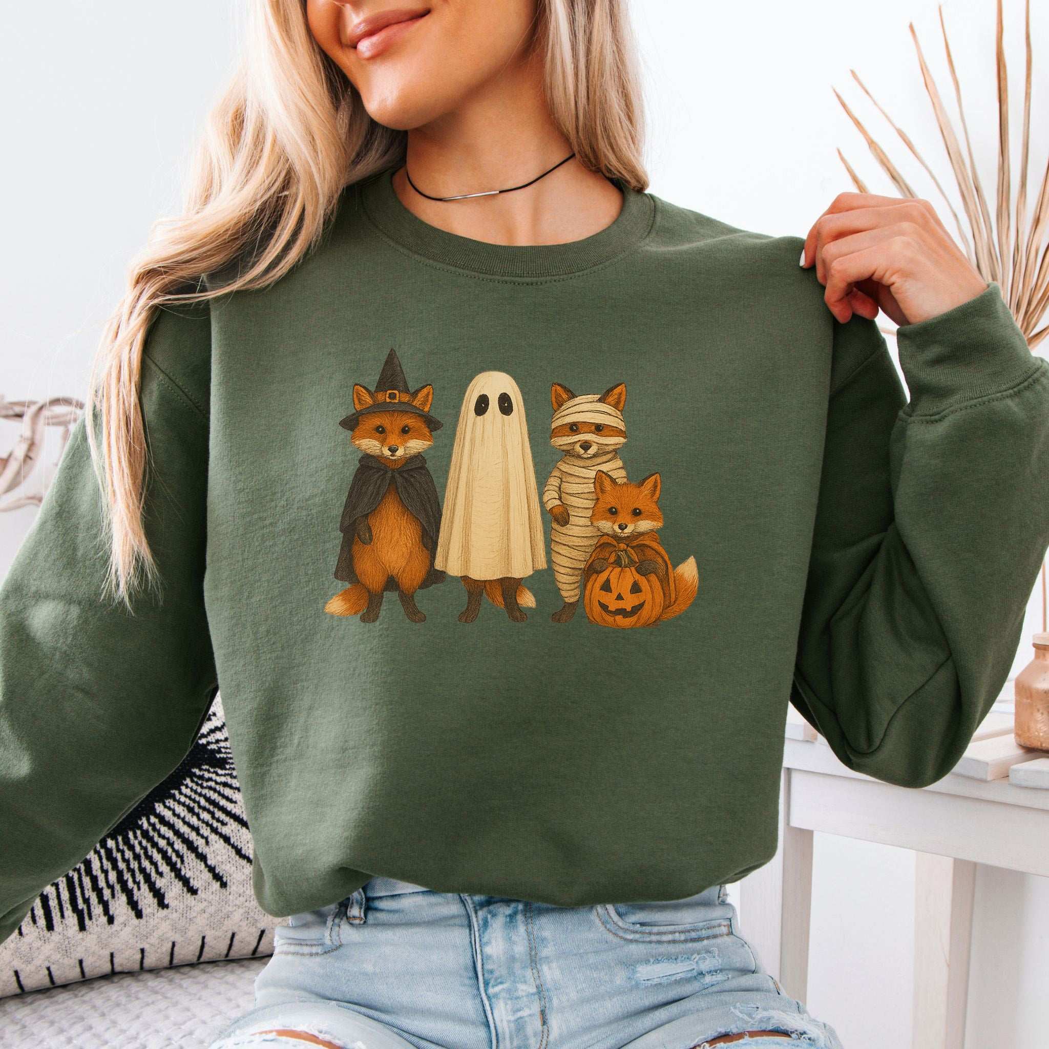 Spooky Fox Squad Sweatshirt – Cute Woodland Halloween Crew