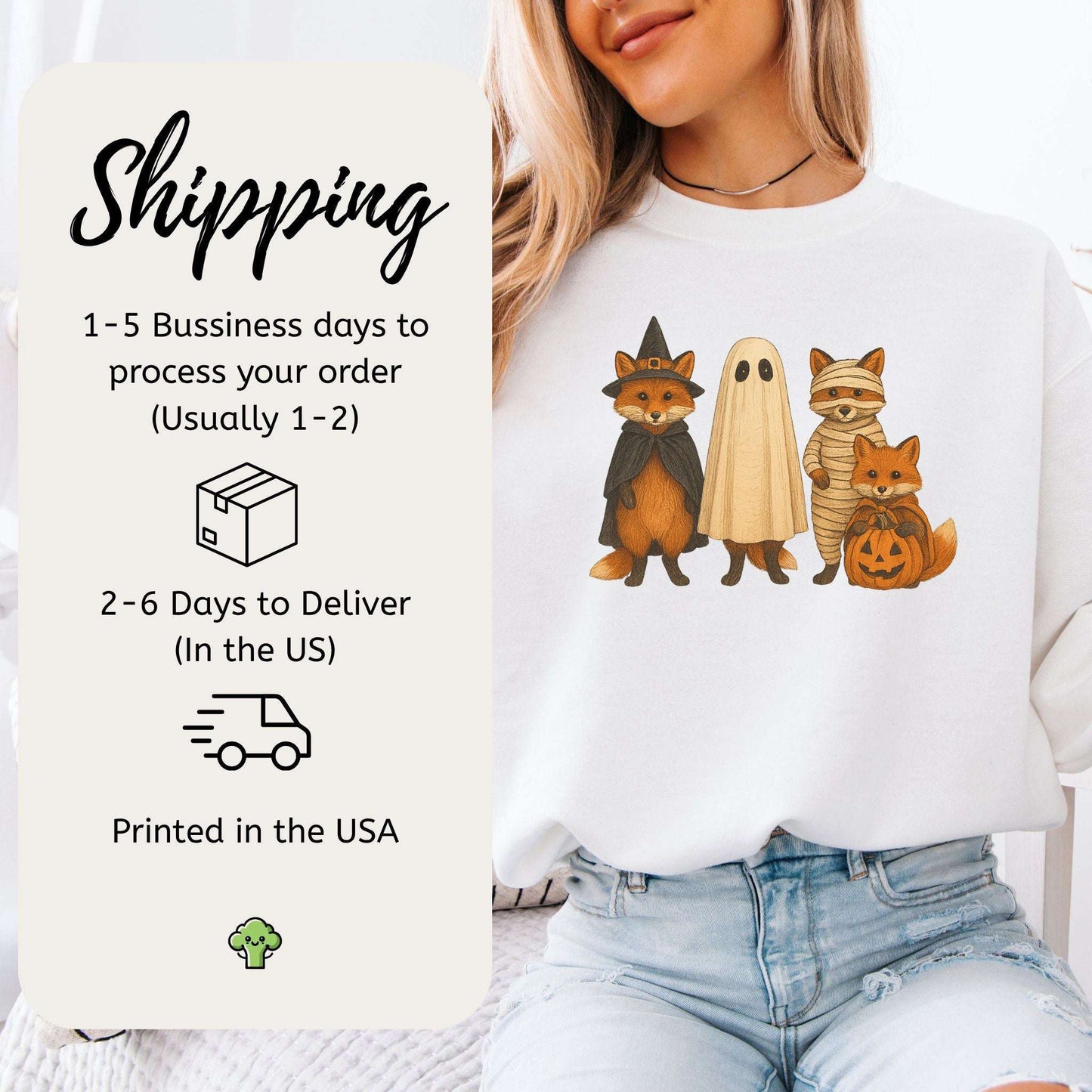 Spooky Fox Squad Sweatshirt – Cute Woodland Halloween Crew