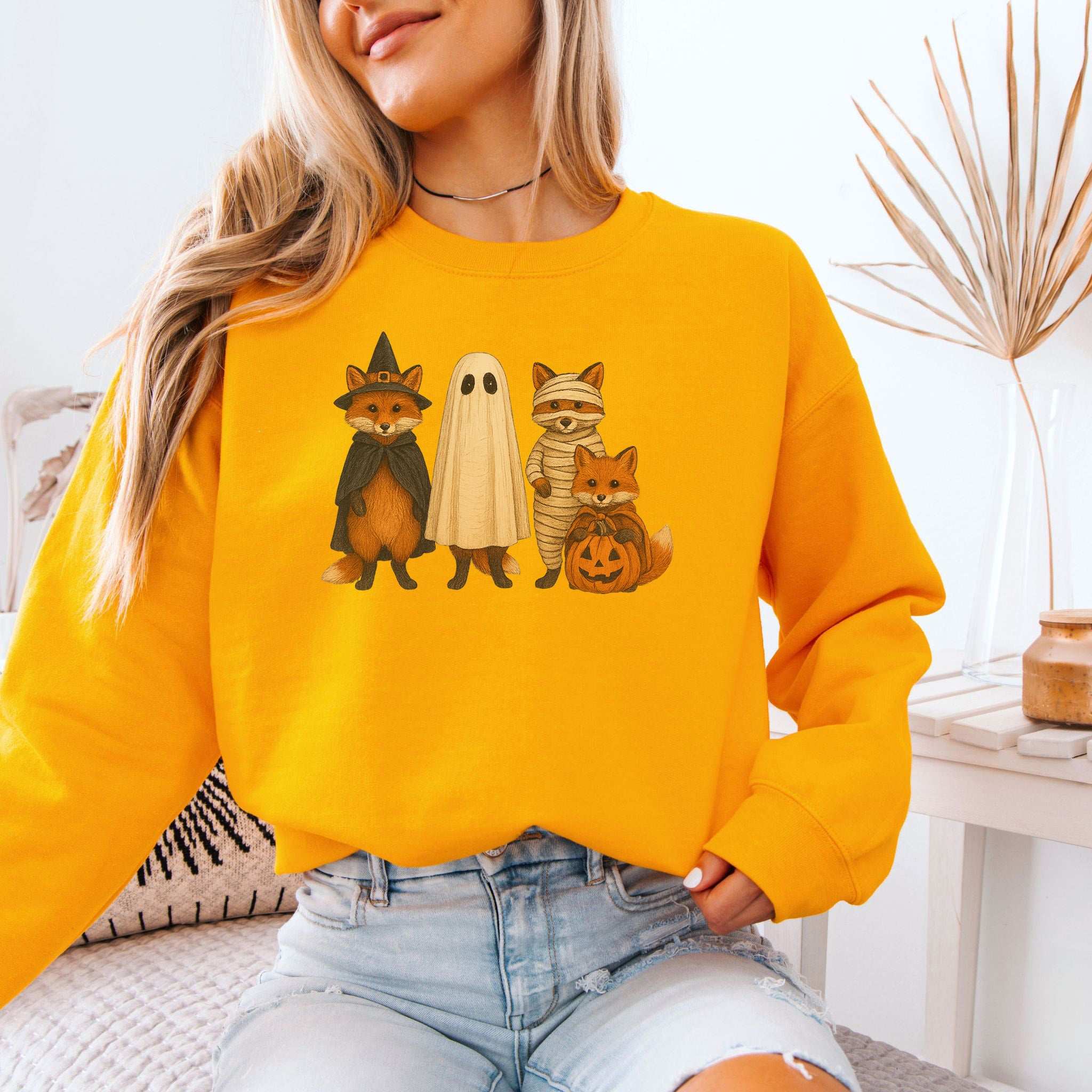 Spooky Fox Squad Sweatshirt – Cute Woodland Halloween Crew