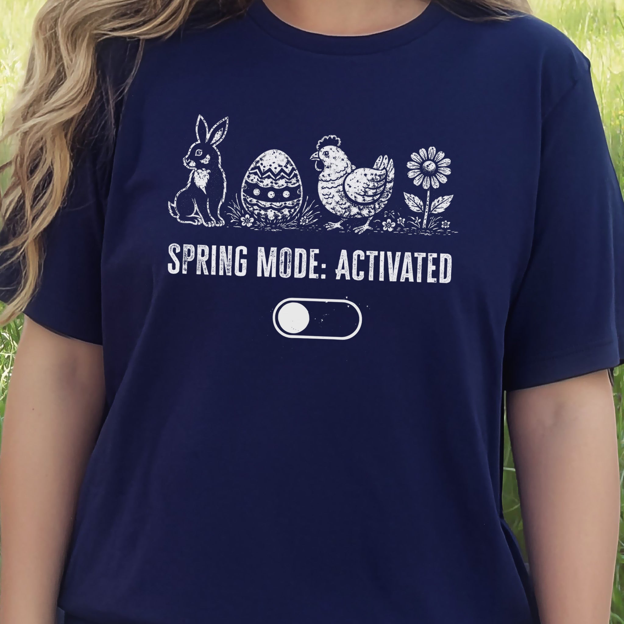 Spring Mode Activated T-Shirt Funny Easter Bunny Chicken Flower Gift
