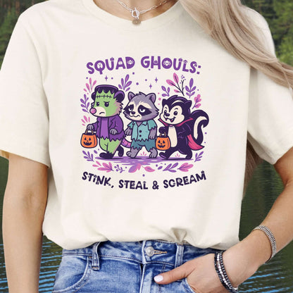 Squad Ghouls Halloween T-Shirt – Funny Raccoon, Opossum & Skunk Trick or Treat Tee
