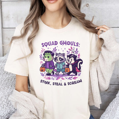 Squad Ghouls Halloween T-Shirt – Funny Raccoon, Opossum & Skunk Trick or Treat Tee