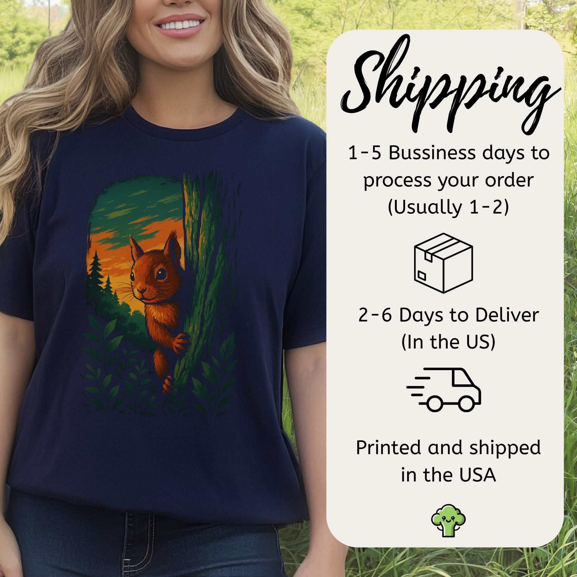 Squirrel Peeking in Forest T-Shirt – Spirit Animal of Playfulness