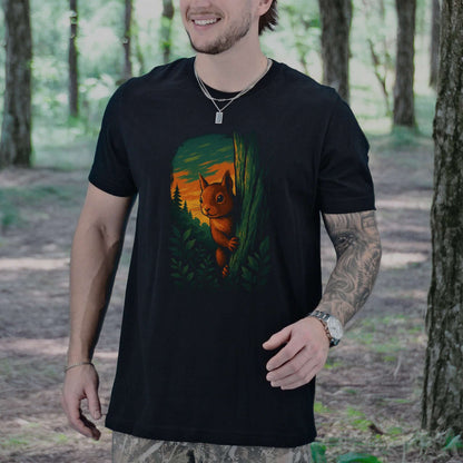 Squirrel Peeking in Forest T-Shirt – Spirit Animal of Playfulness